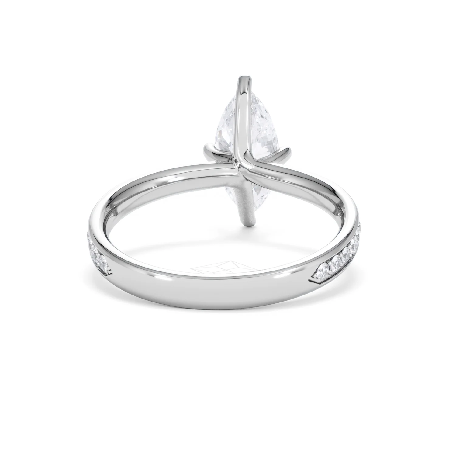 Origin Twist 1.00ct Marquise Cut Lab Diamond Solitaire Engagement Ring with Side Stones in Platinum - Image 45
