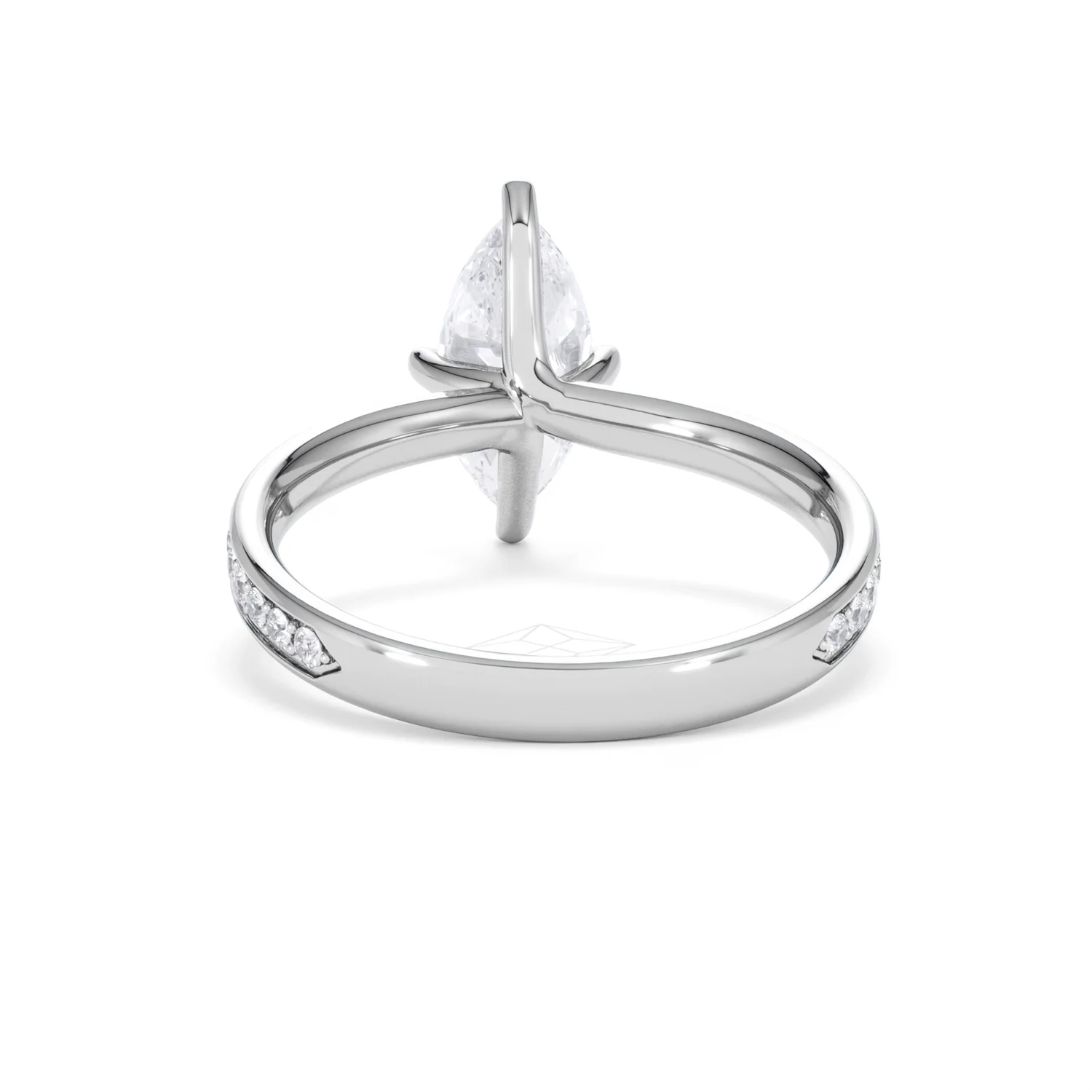 Origin Twist 1.00ct Marquise Cut Lab Diamond Solitaire Engagement Ring with Side Stones in Platinum - Image 48