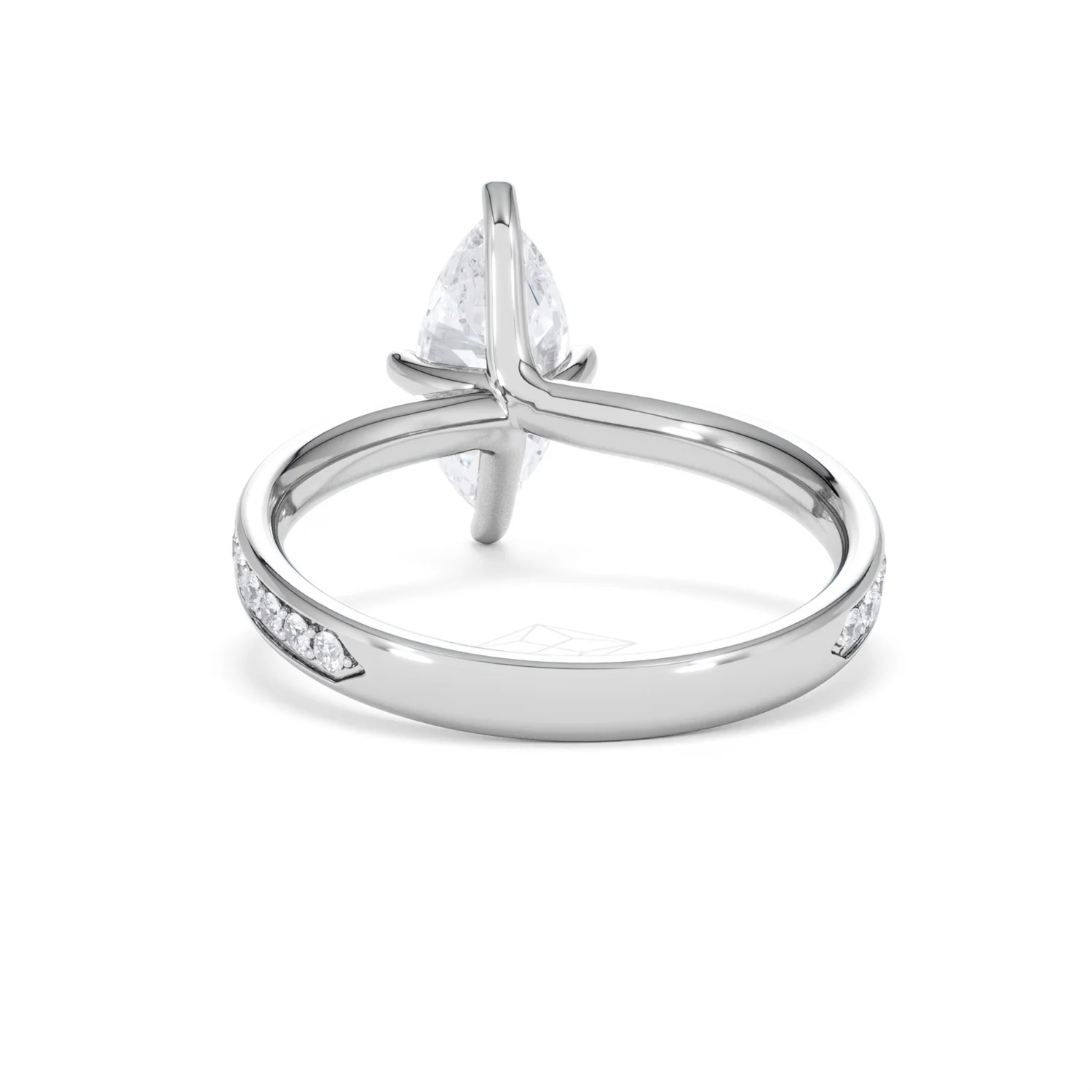 Origin Twist 1.00ct Marquise Cut Lab Diamond Solitaire Engagement Ring with Side Stones in Platinum - Image 49