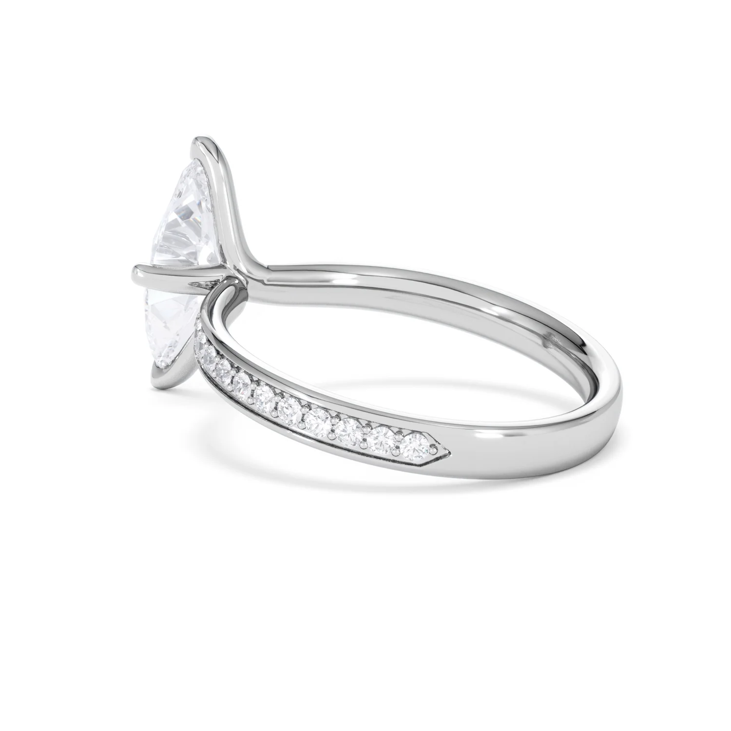 Origin Twist 1.00ct Marquise Cut Lab Diamond Solitaire Engagement Ring with Side Stones in Platinum - Image 59