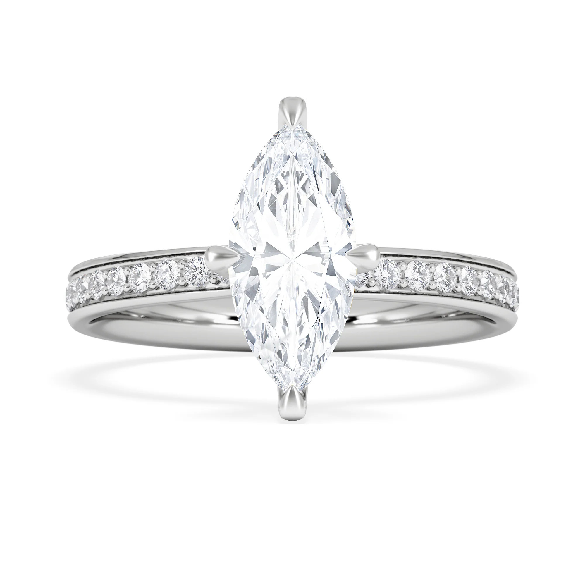 Origin Twist 1.00ct Marquise Cut Lab Diamond Solitaire Engagement Ring with Side Stones in Platinum - Image 6