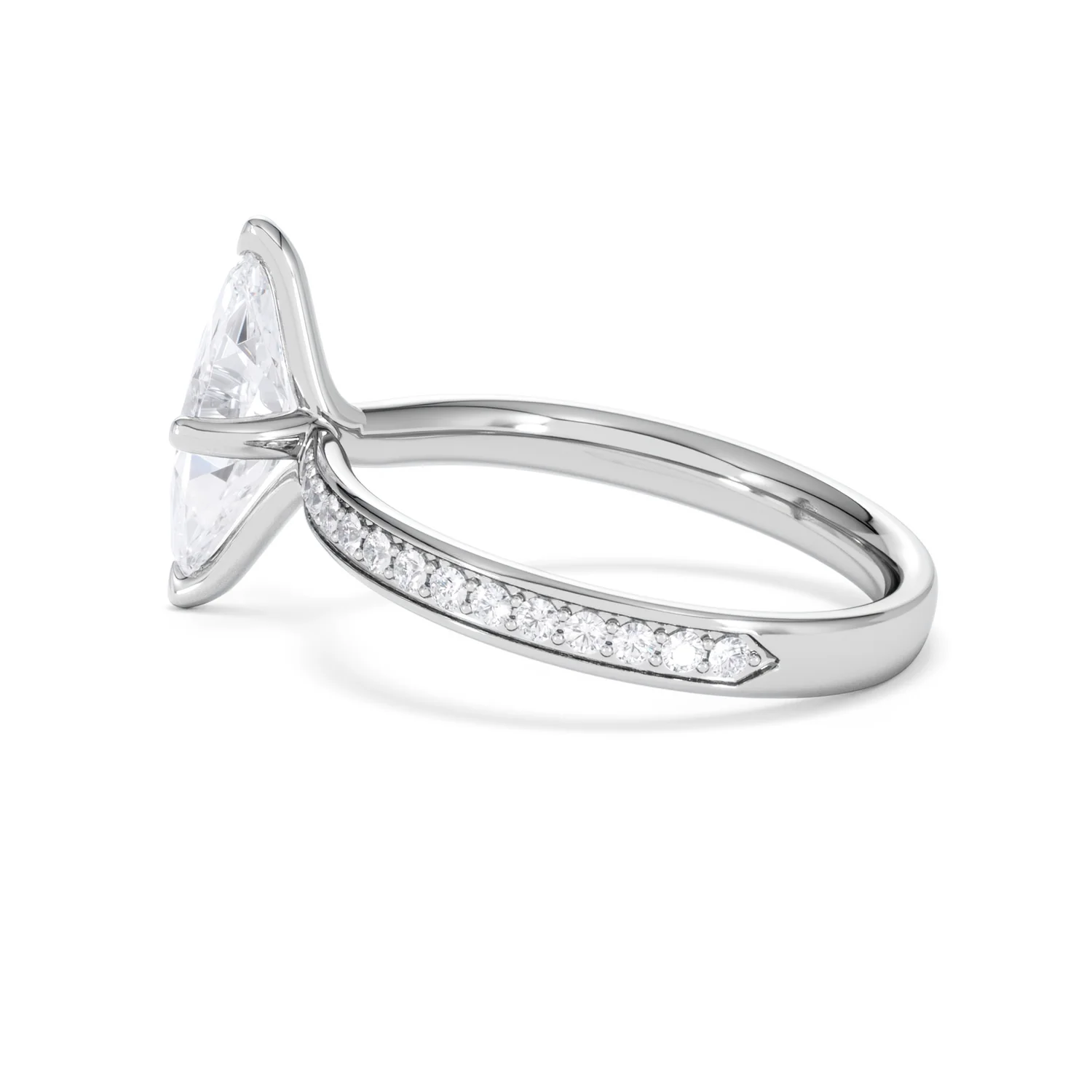 Origin Twist 1.00ct Marquise Cut Lab Diamond Solitaire Engagement Ring with Side Stones in Platinum - Image 63