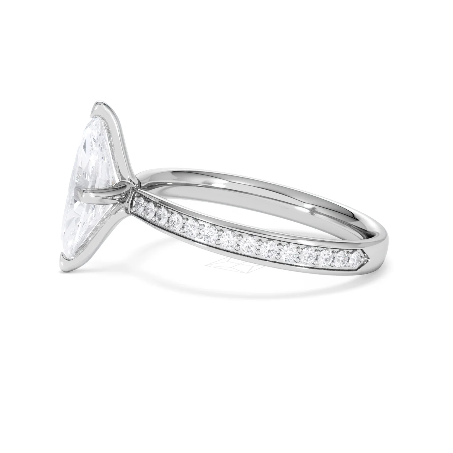 Origin Twist 1.00ct Marquise Cut Lab Diamond Solitaire Engagement Ring with Side Stones in Platinum - Image 69