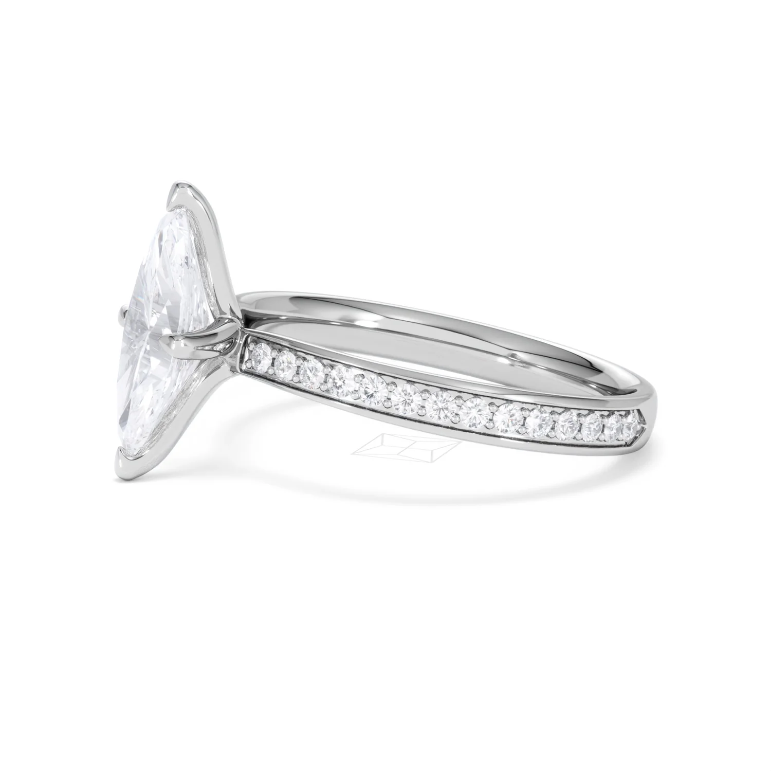 Origin Twist 1.00ct Marquise Cut Lab Diamond Solitaire Engagement Ring with Side Stones in Platinum - Image 72
