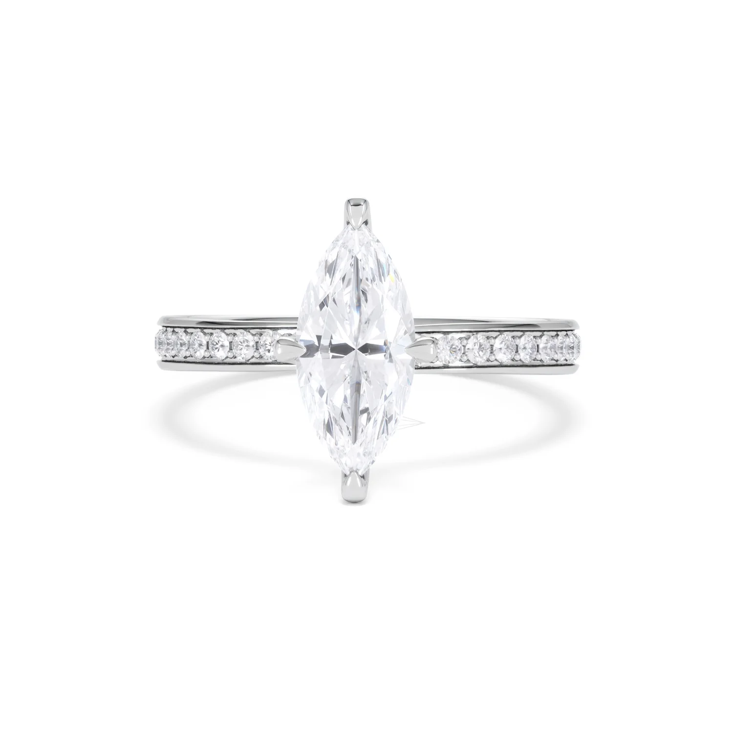 Origin Twist 1.00ct Marquise Cut Lab Diamond Solitaire Engagement Ring with Side Stones in Platinum - Image 86