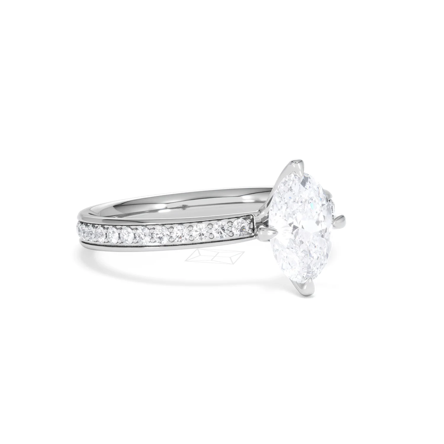 Origin Twist 1.00ct Oval Cut Lab Diamond Solitaire Engagement Ring with Side Stones in 18K White Gold - Image 14