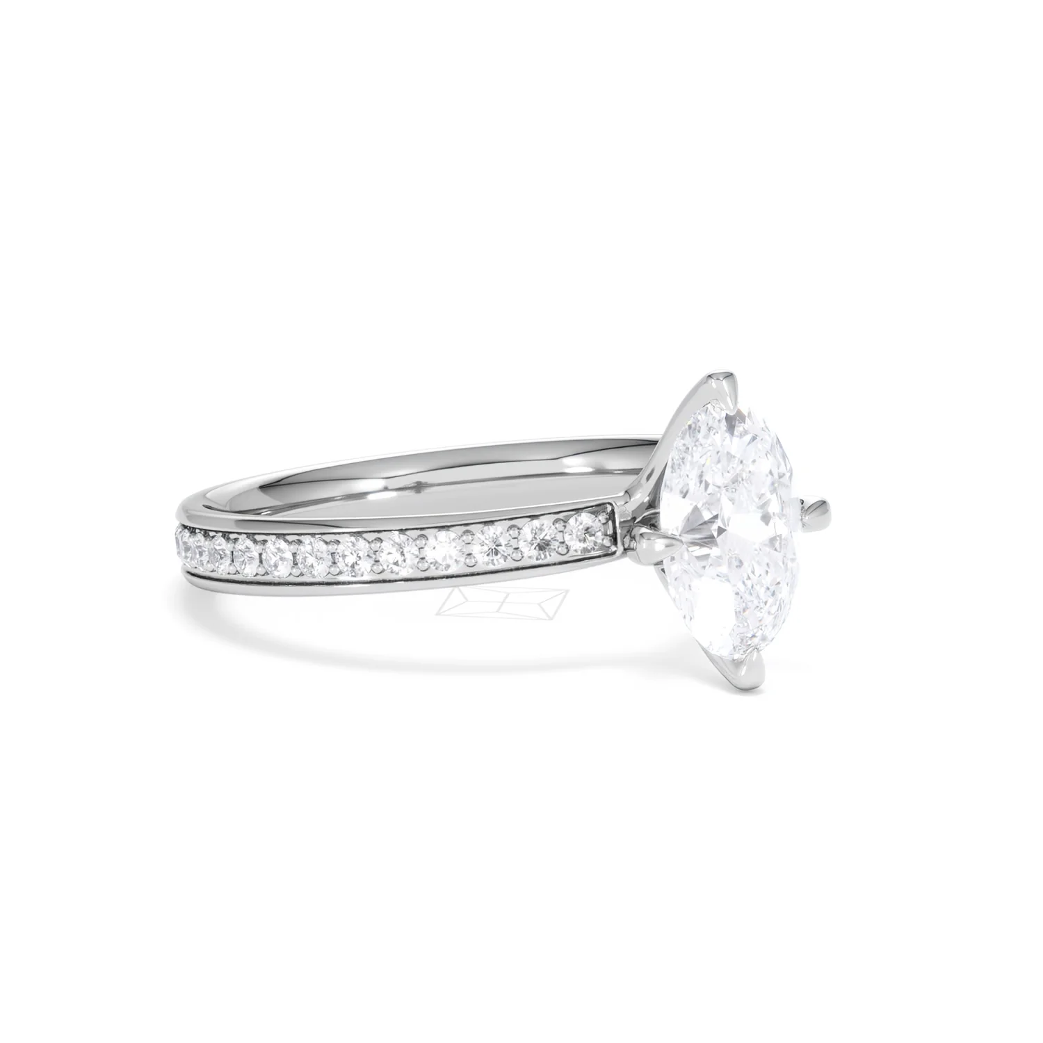 Origin Twist 1.00ct Oval Cut Lab Diamond Solitaire Engagement Ring with Side Stones in 18K White Gold - Image 15