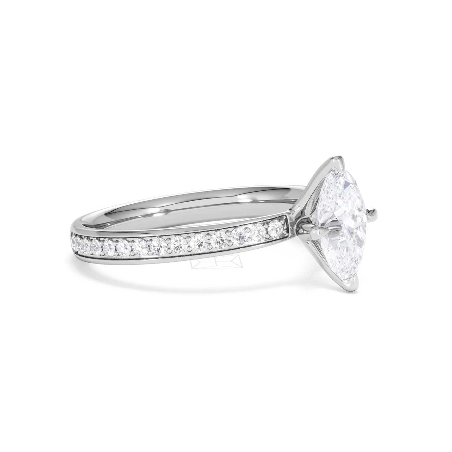 Origin Twist 1.00ct Oval Cut Lab Diamond Solitaire Engagement Ring with Side Stones in 18K White Gold - Image 18