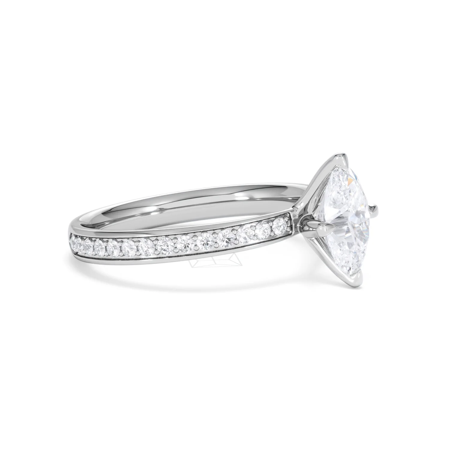 Origin Twist 1.00ct Oval Cut Lab Diamond Solitaire Engagement Ring with Side Stones in 18K White Gold - Image 19