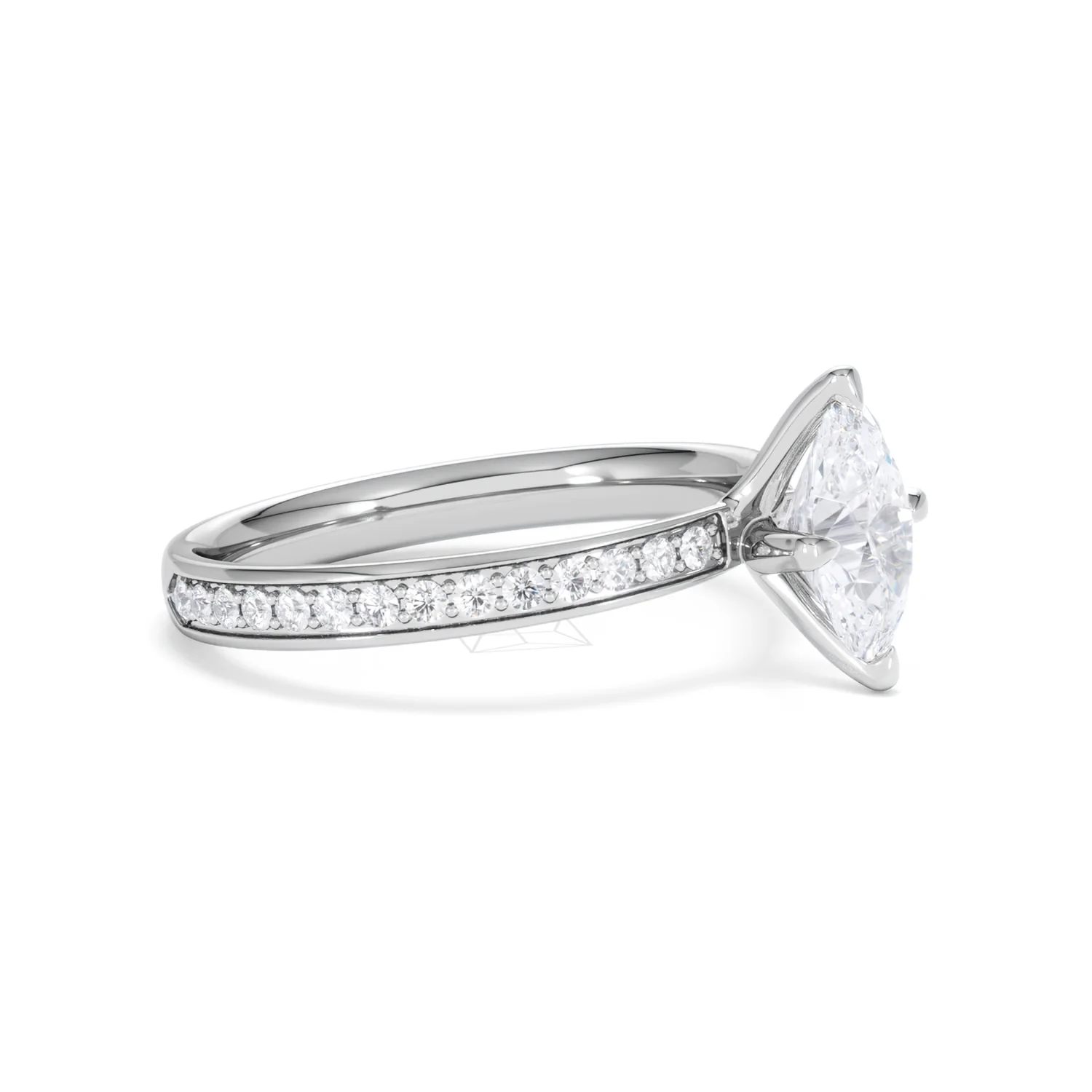 Origin Twist 1.00ct Oval Cut Lab Diamond Solitaire Engagement Ring with Side Stones in 18K White Gold - Image 20