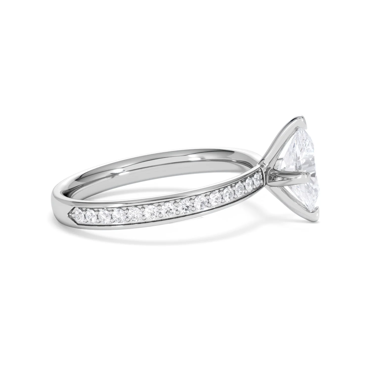 Origin Twist 1.00ct Oval Cut Lab Diamond Solitaire Engagement Ring with Side Stones in 18K White Gold - Image 25