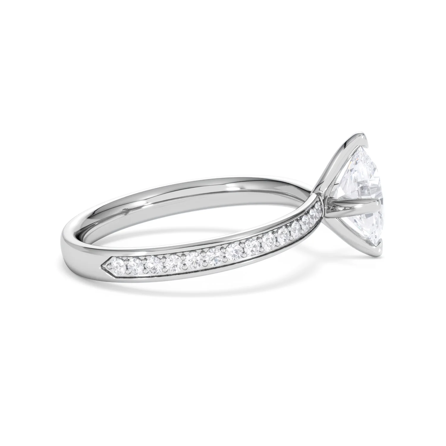 Origin Twist 1.00ct Oval Cut Lab Diamond Solitaire Engagement Ring with Side Stones in 18K White Gold - Image 28