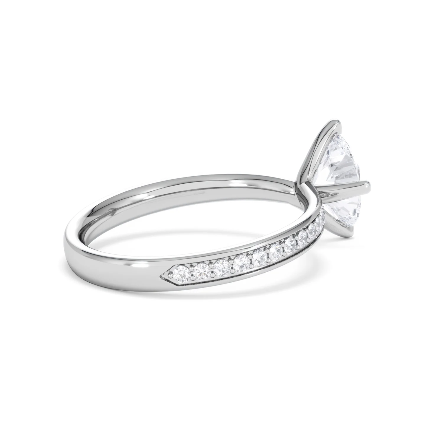 Origin Twist 1.00ct Oval Cut Lab Diamond Solitaire Engagement Ring with Side Stones in 18K White Gold - Image 34
