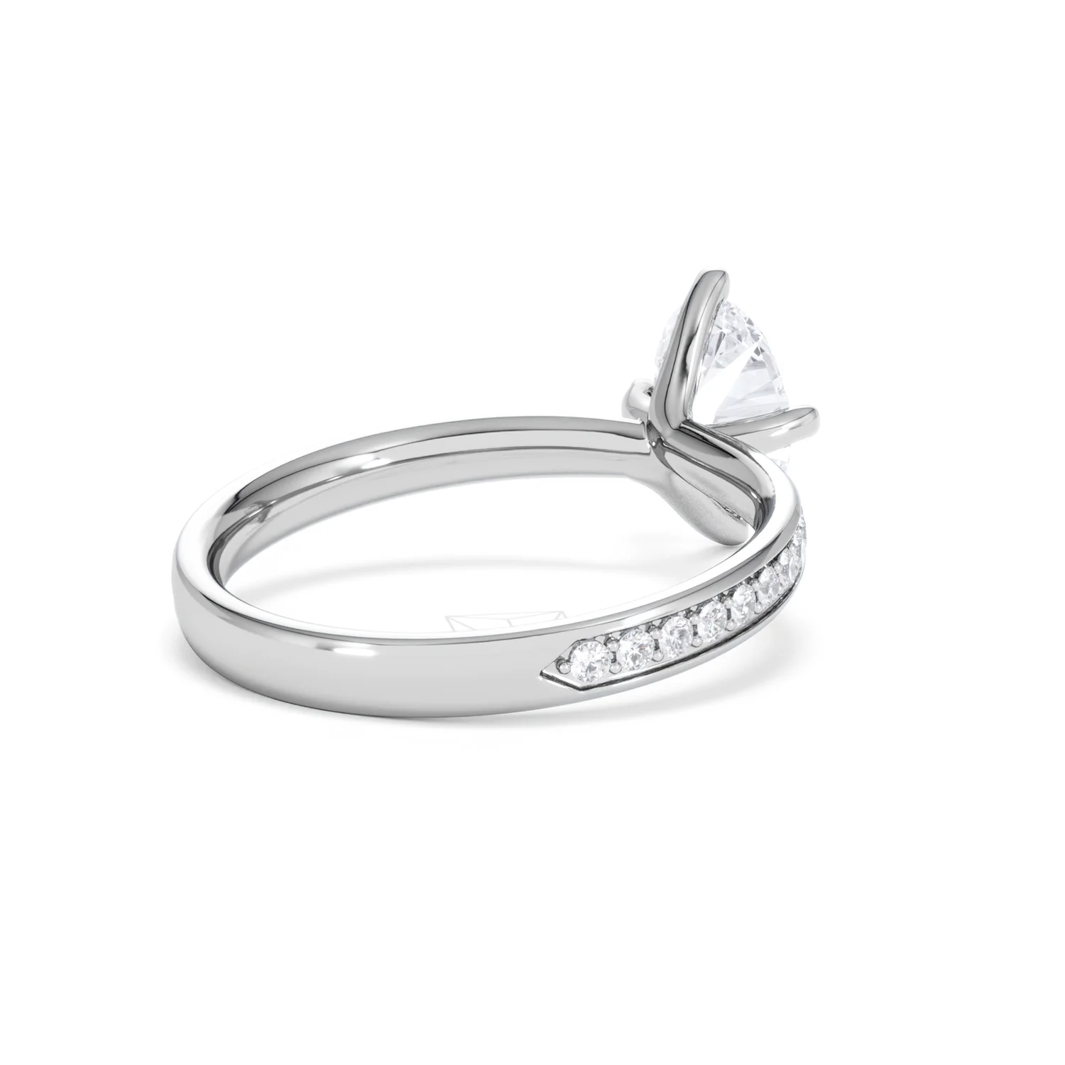 Origin Twist 1.00ct Oval Cut Lab Diamond Solitaire Engagement Ring with Side Stones in 18K White Gold - Image 39