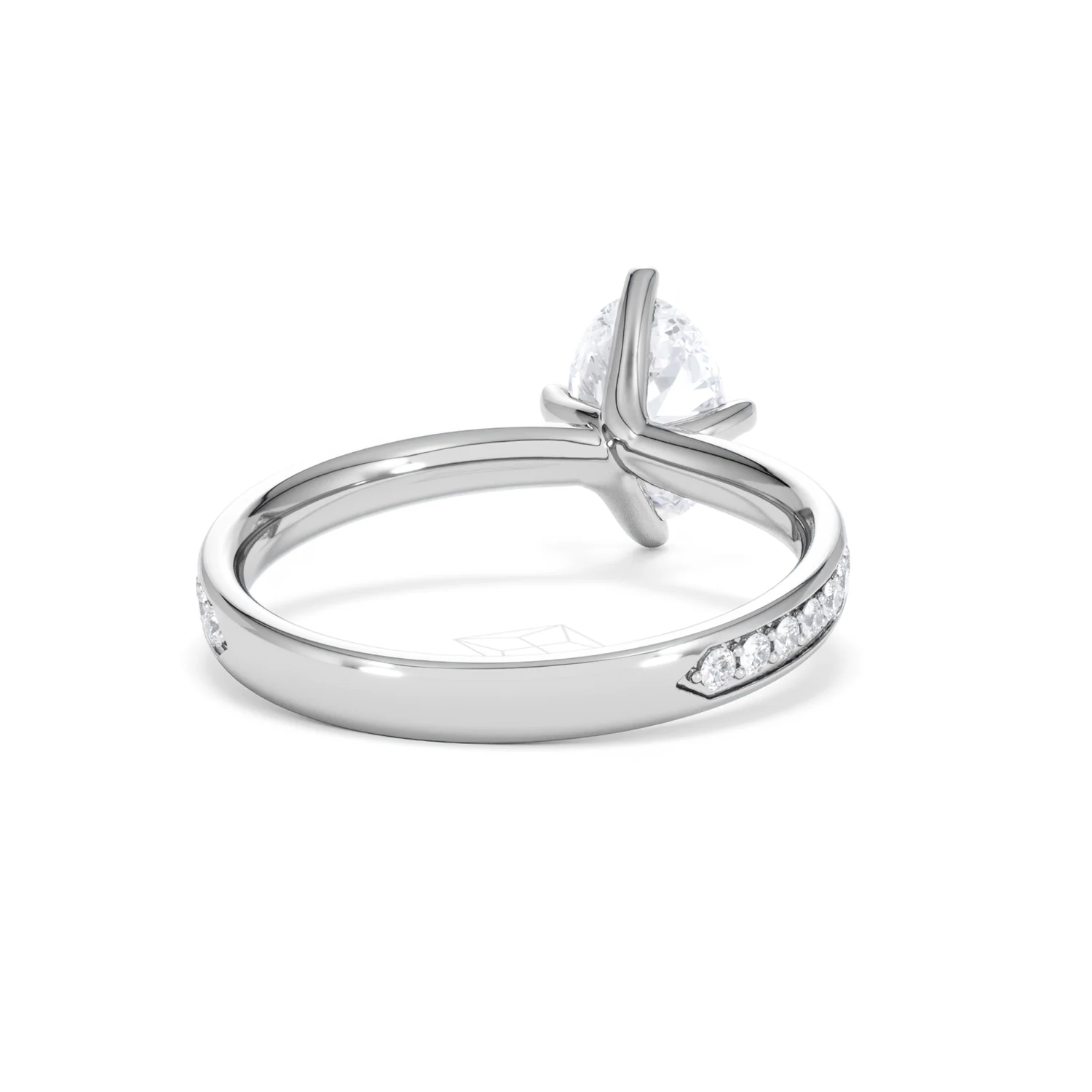 Origin Twist 1.00ct Oval Cut Lab Diamond Solitaire Engagement Ring with Side Stones in 18K White Gold - Image 43