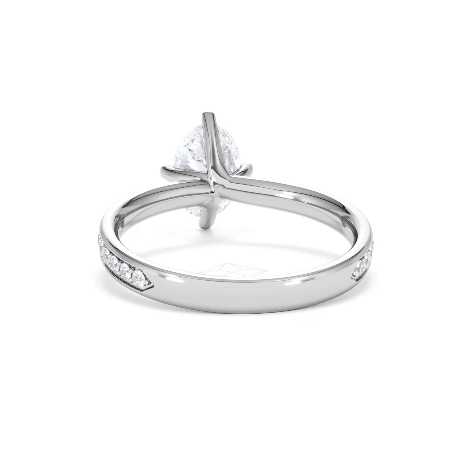 Origin Twist 1.00ct Oval Cut Lab Diamond Solitaire Engagement Ring with Side Stones in 18K White Gold - Image 49