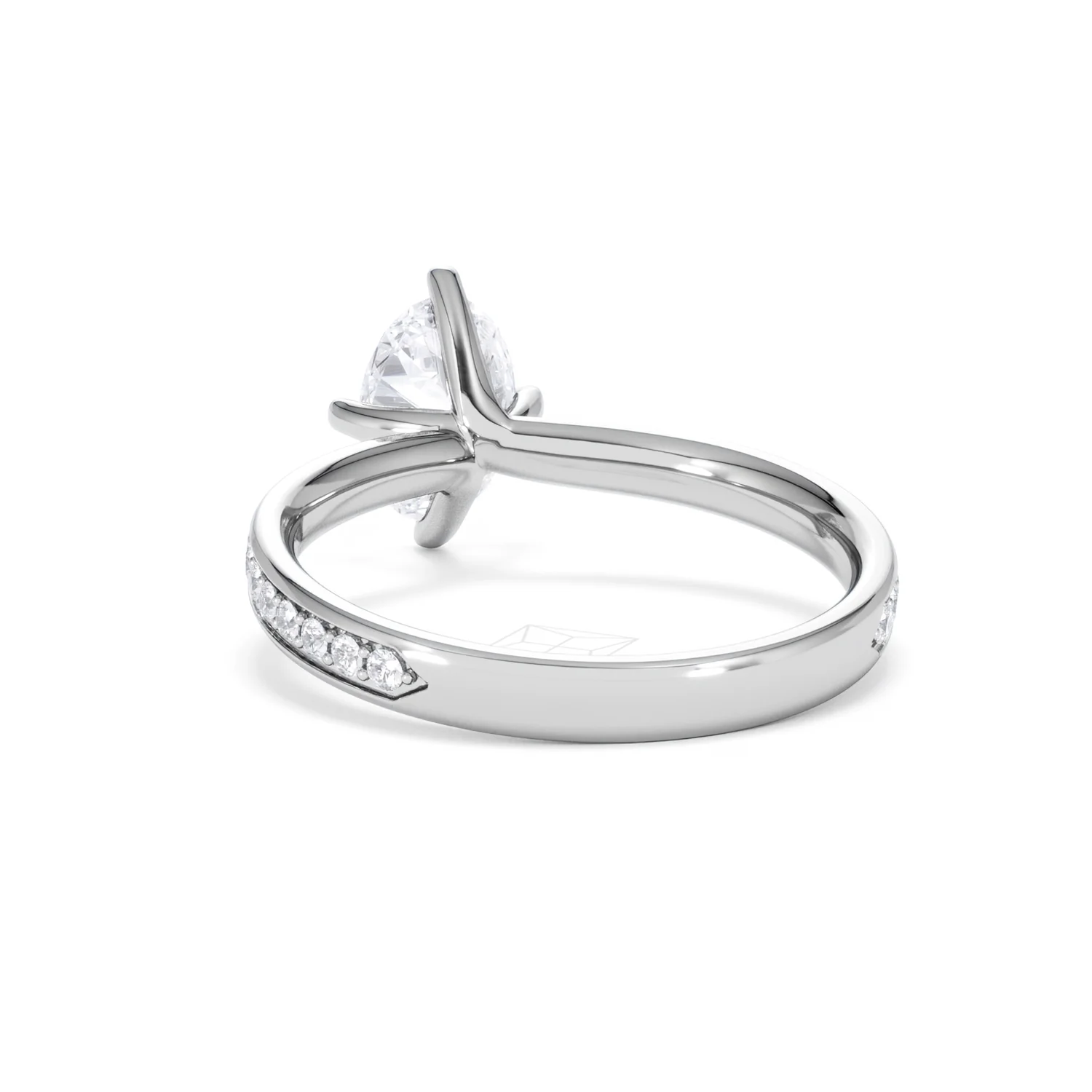 Origin Twist 1.00ct Oval Cut Lab Diamond Solitaire Engagement Ring with Side Stones in 18K White Gold - Image 51