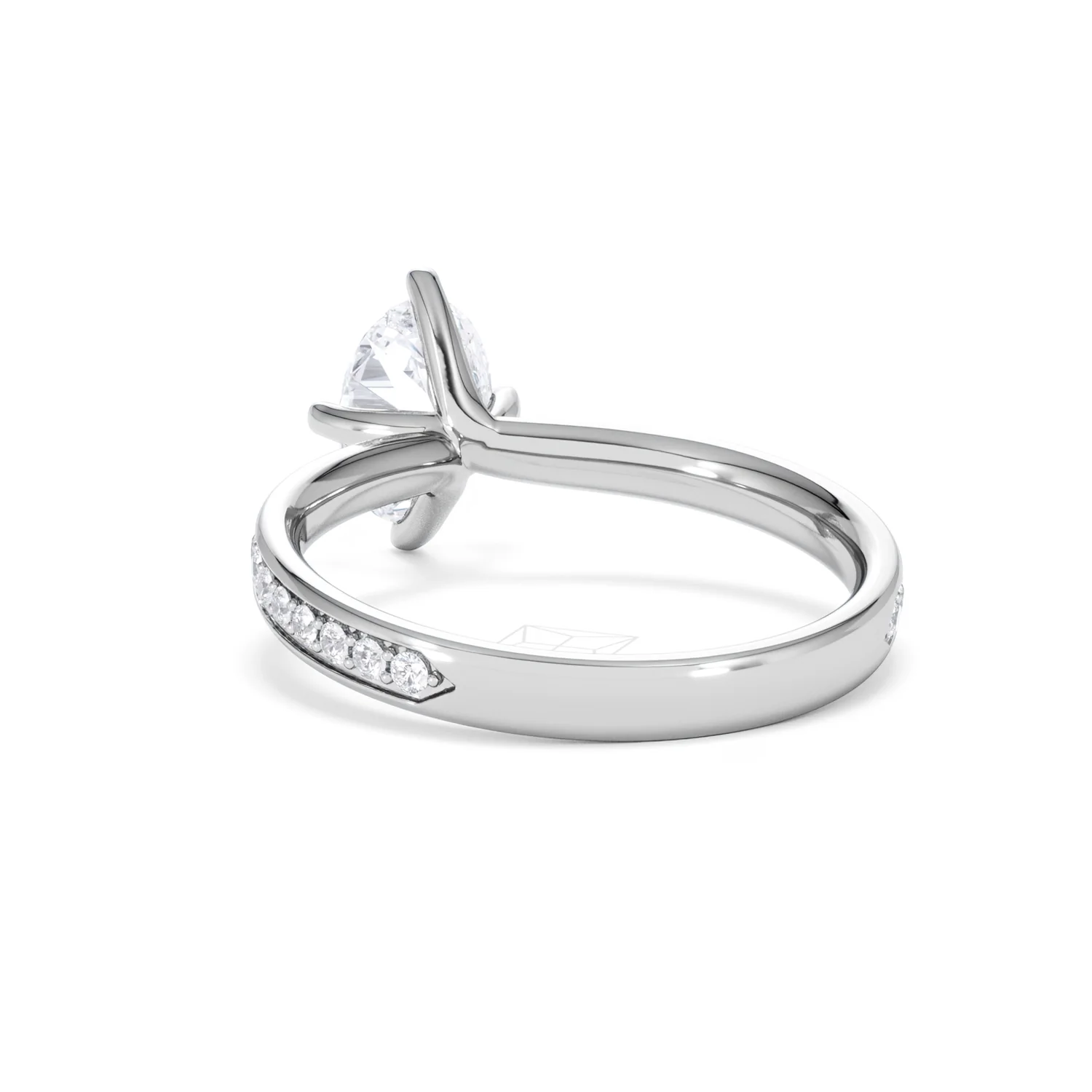 Origin Twist 1.00ct Oval Cut Lab Diamond Solitaire Engagement Ring with Side Stones in 18K White Gold - Image 52