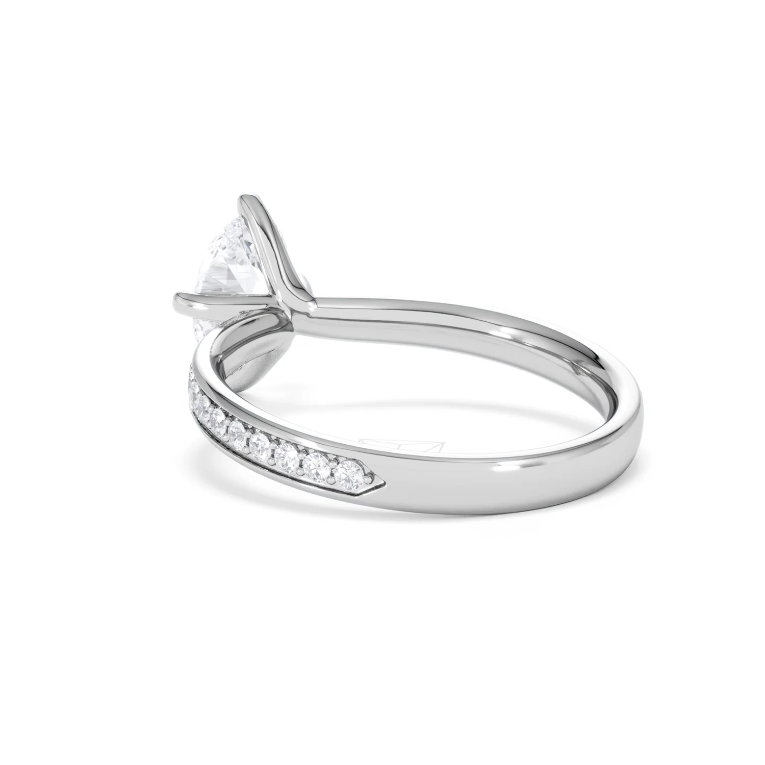 Origin Twist 1.00ct Oval Cut Lab Diamond Solitaire Engagement Ring with Side Stones in 18K White Gold - Image 55