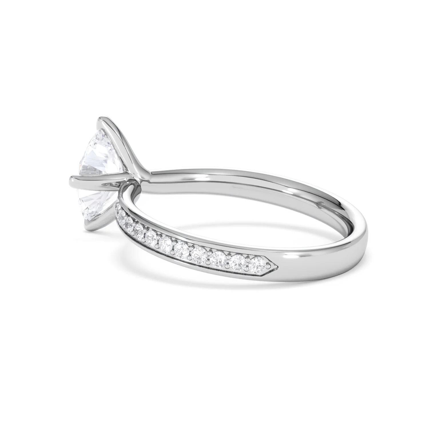 Origin Twist 1.00ct Oval Cut Lab Diamond Solitaire Engagement Ring with Side Stones in 18K White Gold - Image 60
