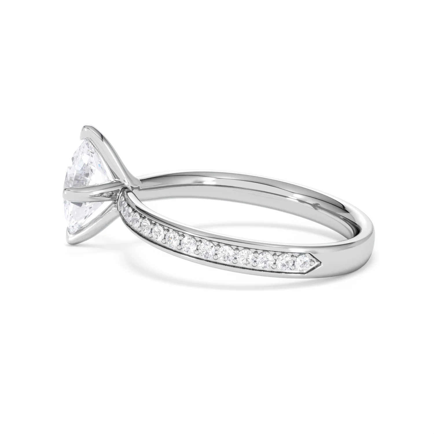 Origin Twist 1.00ct Oval Cut Lab Diamond Solitaire Engagement Ring with Side Stones in 18K White Gold - Image 64