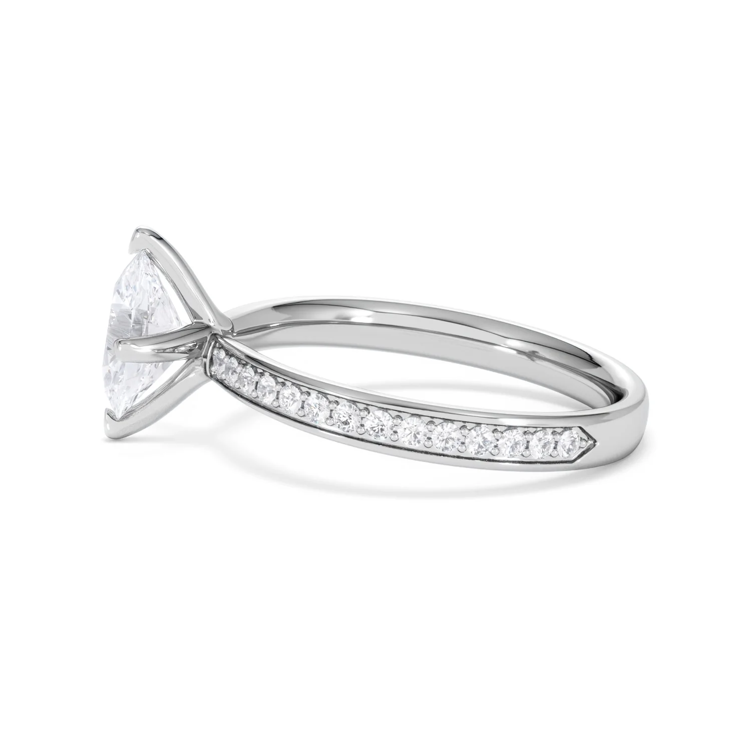 Origin Twist 1.00ct Oval Cut Lab Diamond Solitaire Engagement Ring with Side Stones in 18K White Gold - Image 67
