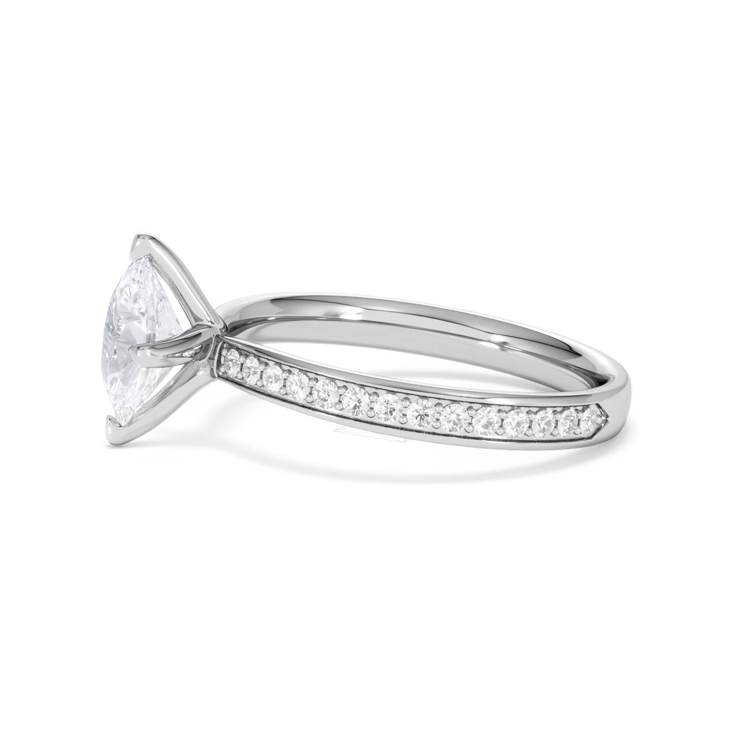 Origin Twist 1.00ct Oval Cut Lab Diamond Solitaire Engagement Ring with Side Stones in 18K White Gold - Image 70