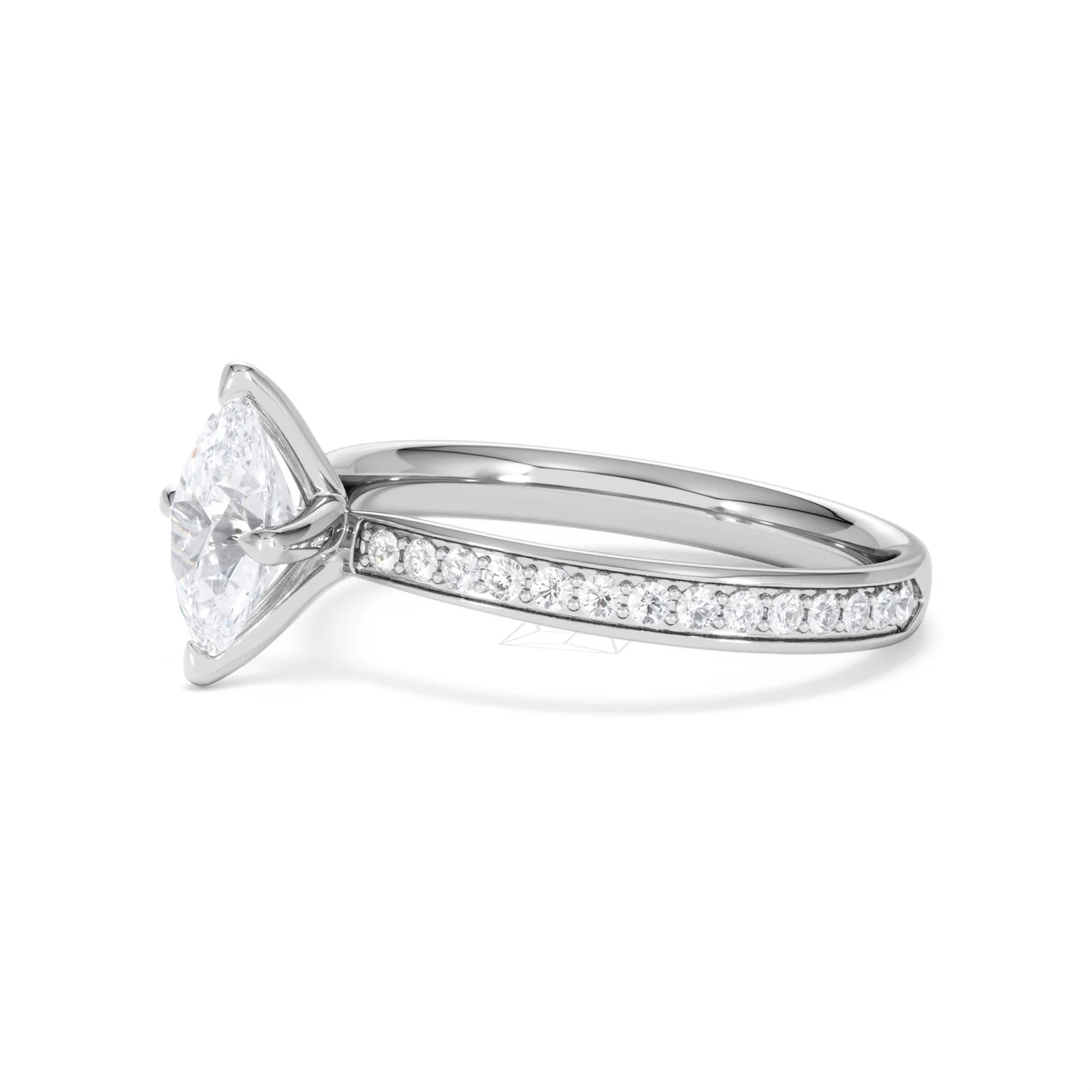 Origin Twist 1.00ct Oval Cut Lab Diamond Solitaire Engagement Ring with Side Stones in 18K White Gold - Image 73