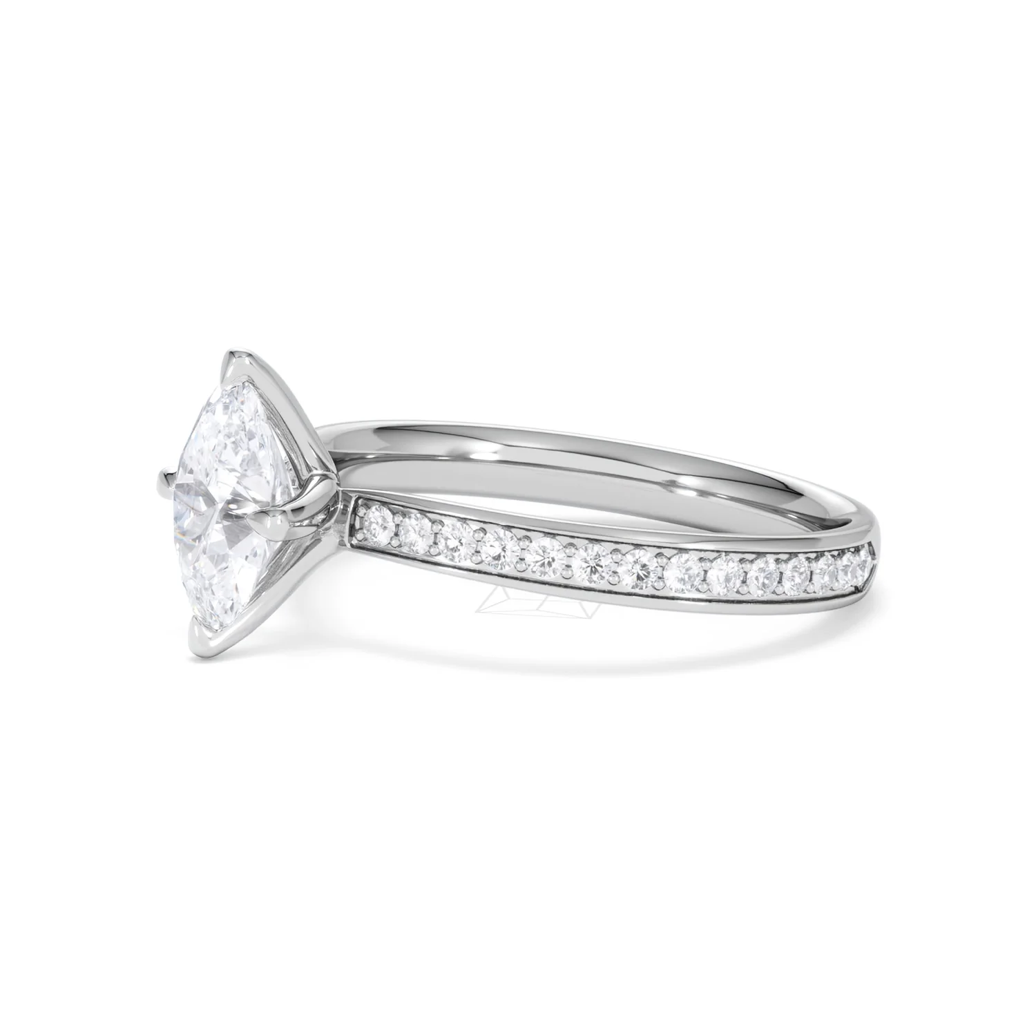 Origin Twist 1.00ct Oval Cut Lab Diamond Solitaire Engagement Ring with Side Stones in 18K White Gold - Image 74