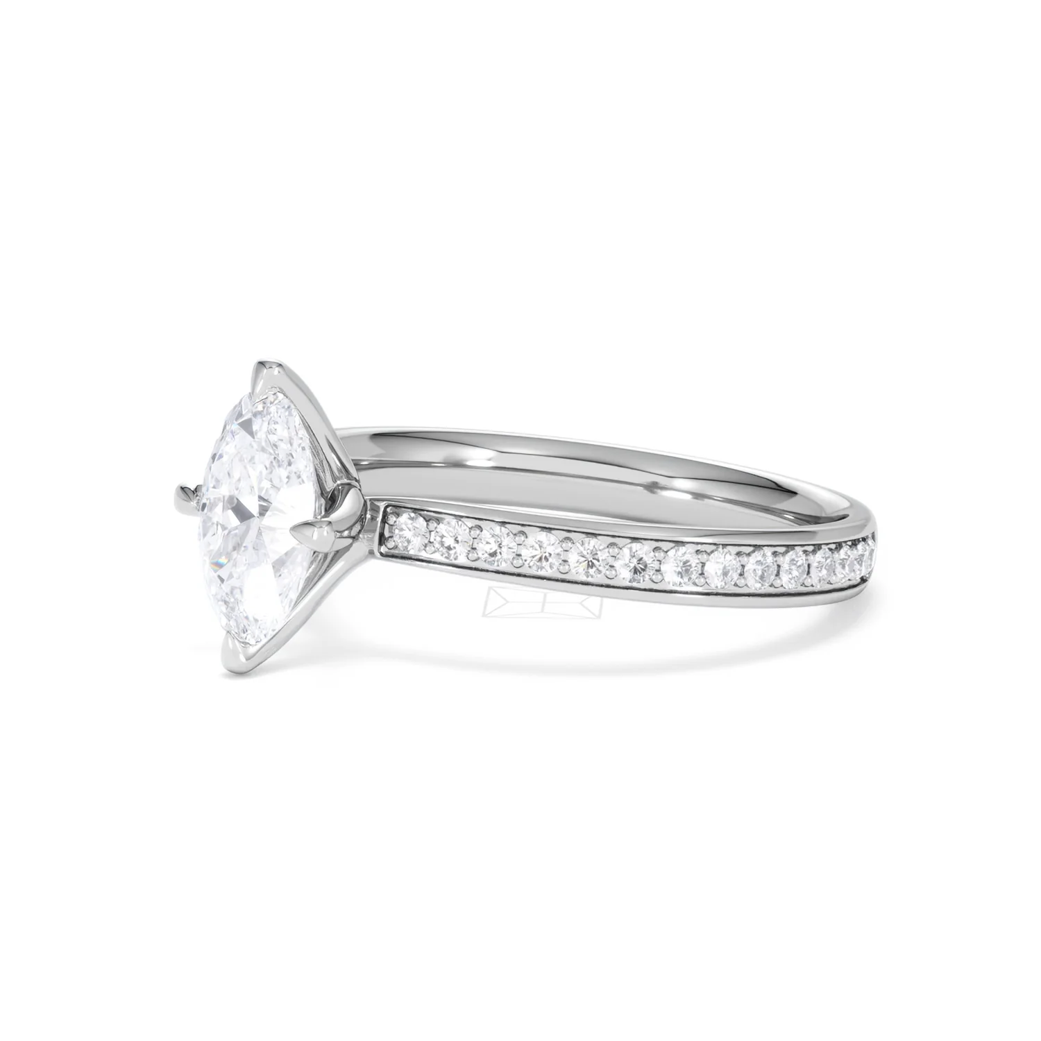 Origin Twist 1.00ct Oval Cut Lab Diamond Solitaire Engagement Ring with Side Stones in 18K White Gold - Image 76