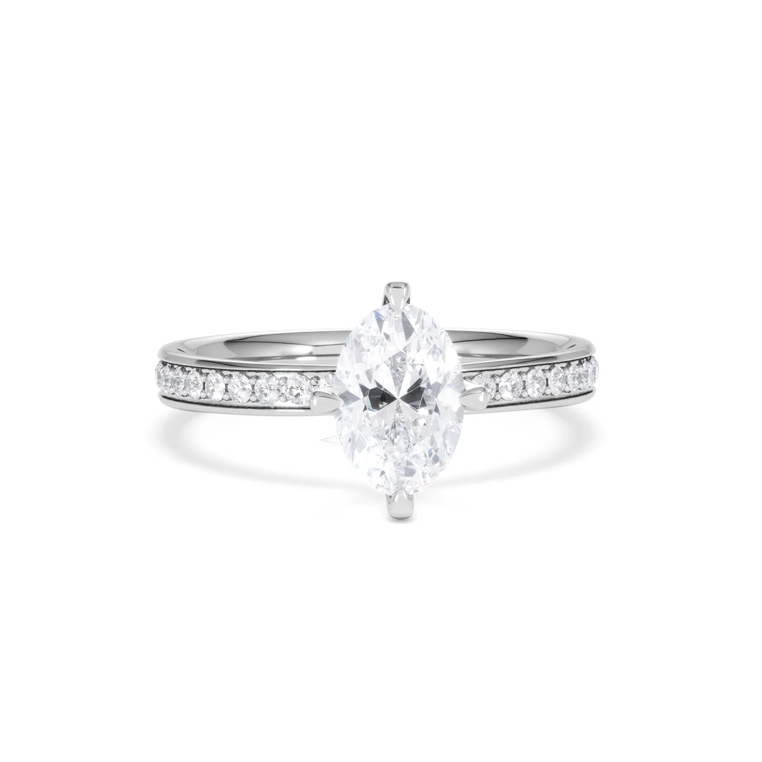 Origin Twist 1.00ct Oval Cut Lab Diamond Solitaire Engagement Ring with Side Stones in 18K White Gold - Image 8
