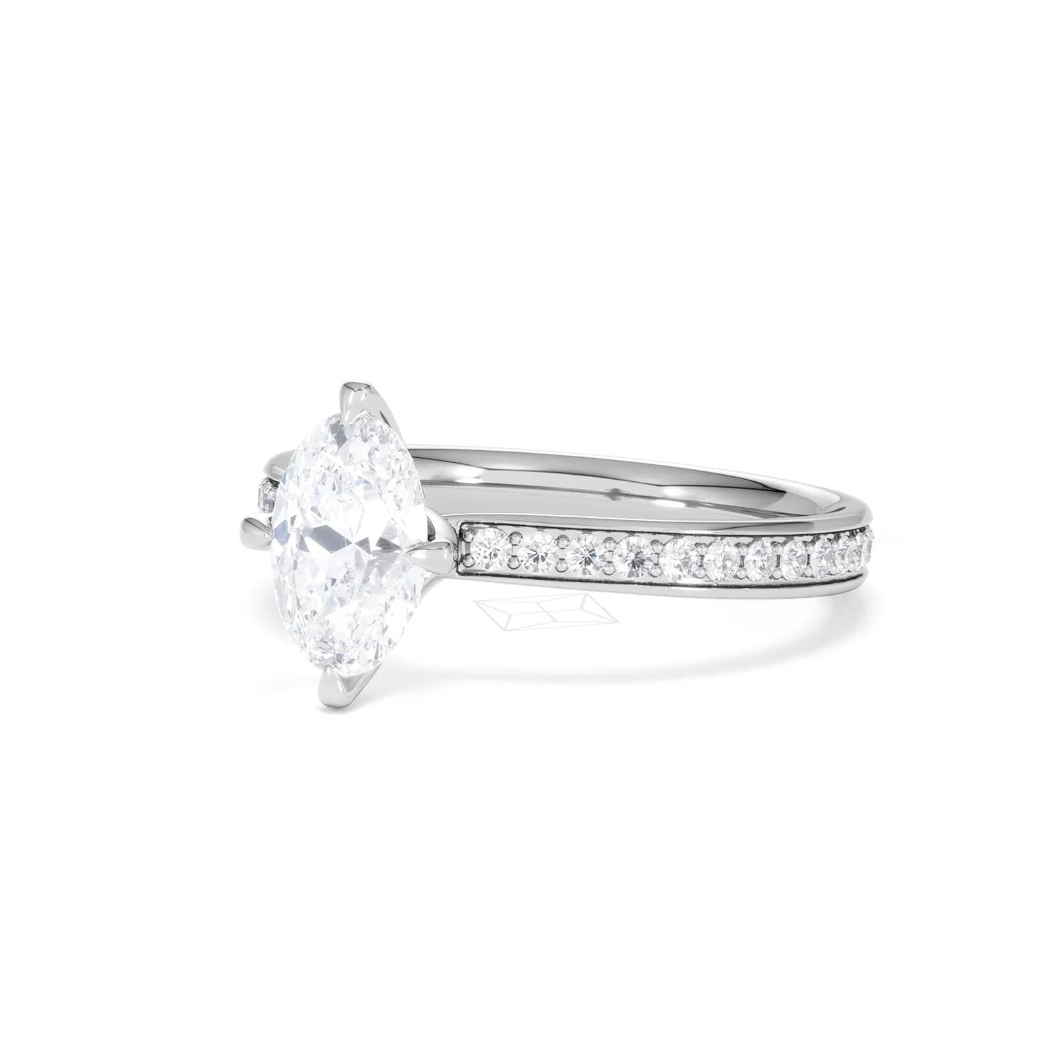 Origin Twist 1.00ct Oval Cut Lab Diamond Solitaire Engagement Ring with Side Stones in 18K White Gold - Image 80