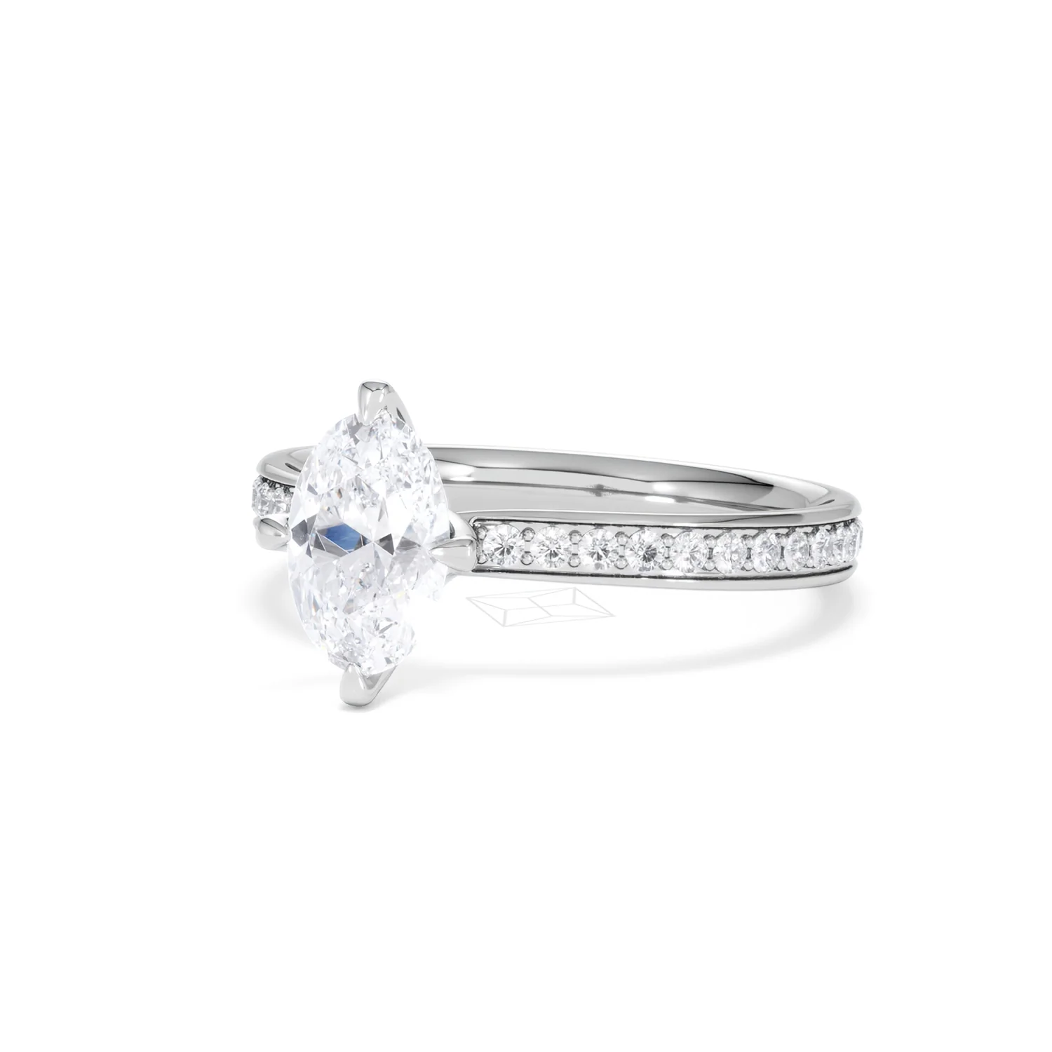 Origin Twist 1.00ct Oval Cut Lab Diamond Solitaire Engagement Ring with Side Stones in 18K White Gold - Image 81