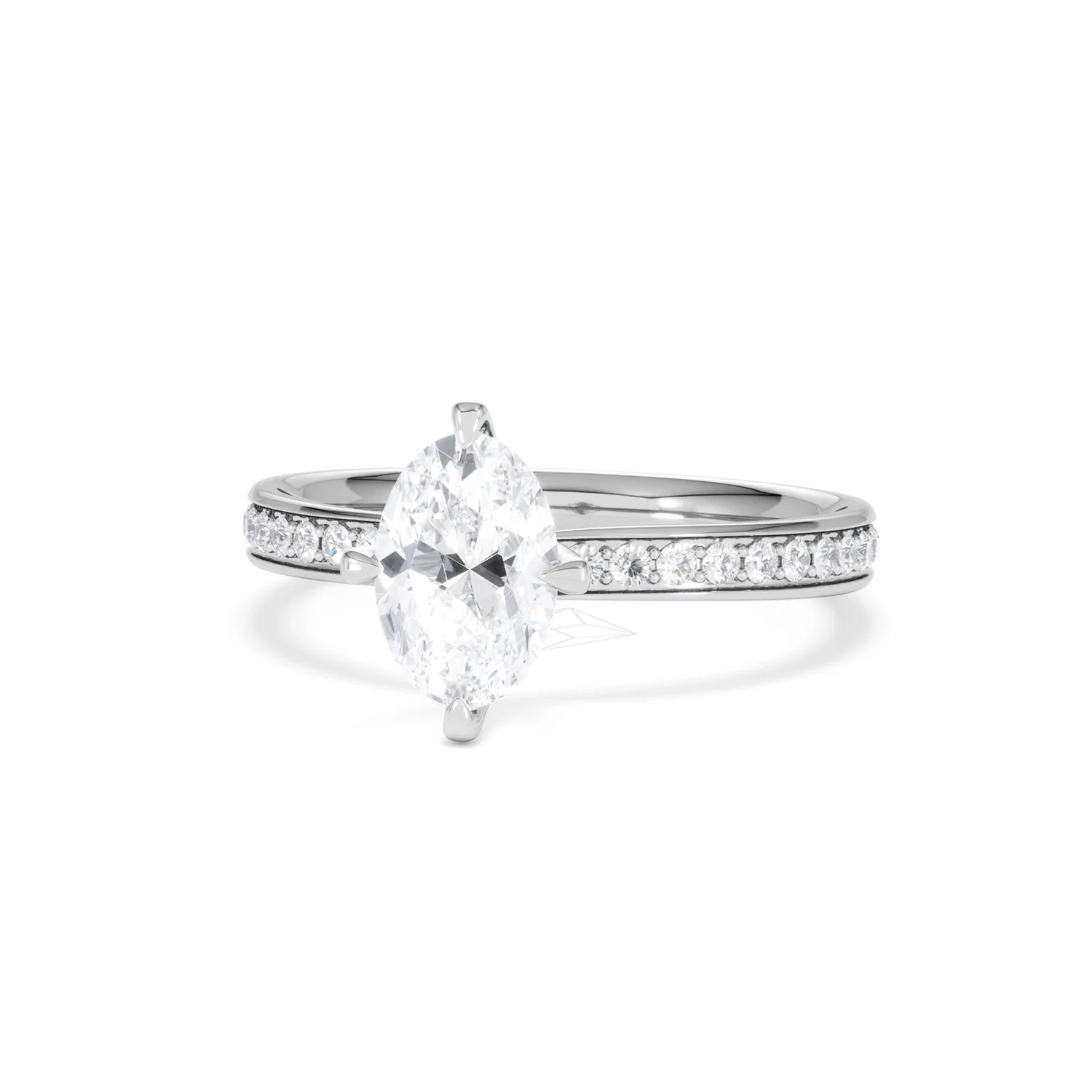 Origin Twist 1.00ct Oval Cut Lab Diamond Solitaire Engagement Ring with Side Stones in 18K White Gold - Image 84