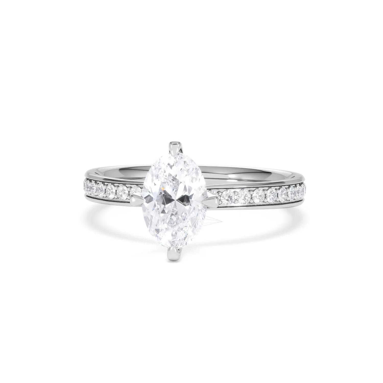 Origin Twist 1.00ct Oval Cut Lab Diamond Solitaire Engagement Ring with Side Stones in 18K White Gold - Image 85