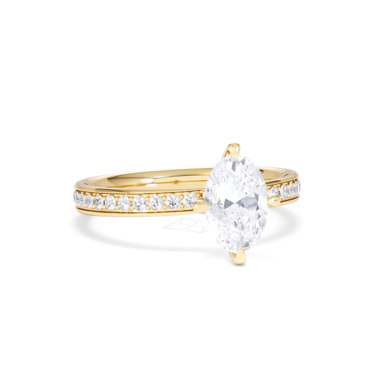 Origin Twist 1.00ct Oval Cut Lab Diamond Solitaire Engagement Ring with Side Stones in 18K Yellow Gold - Image 11