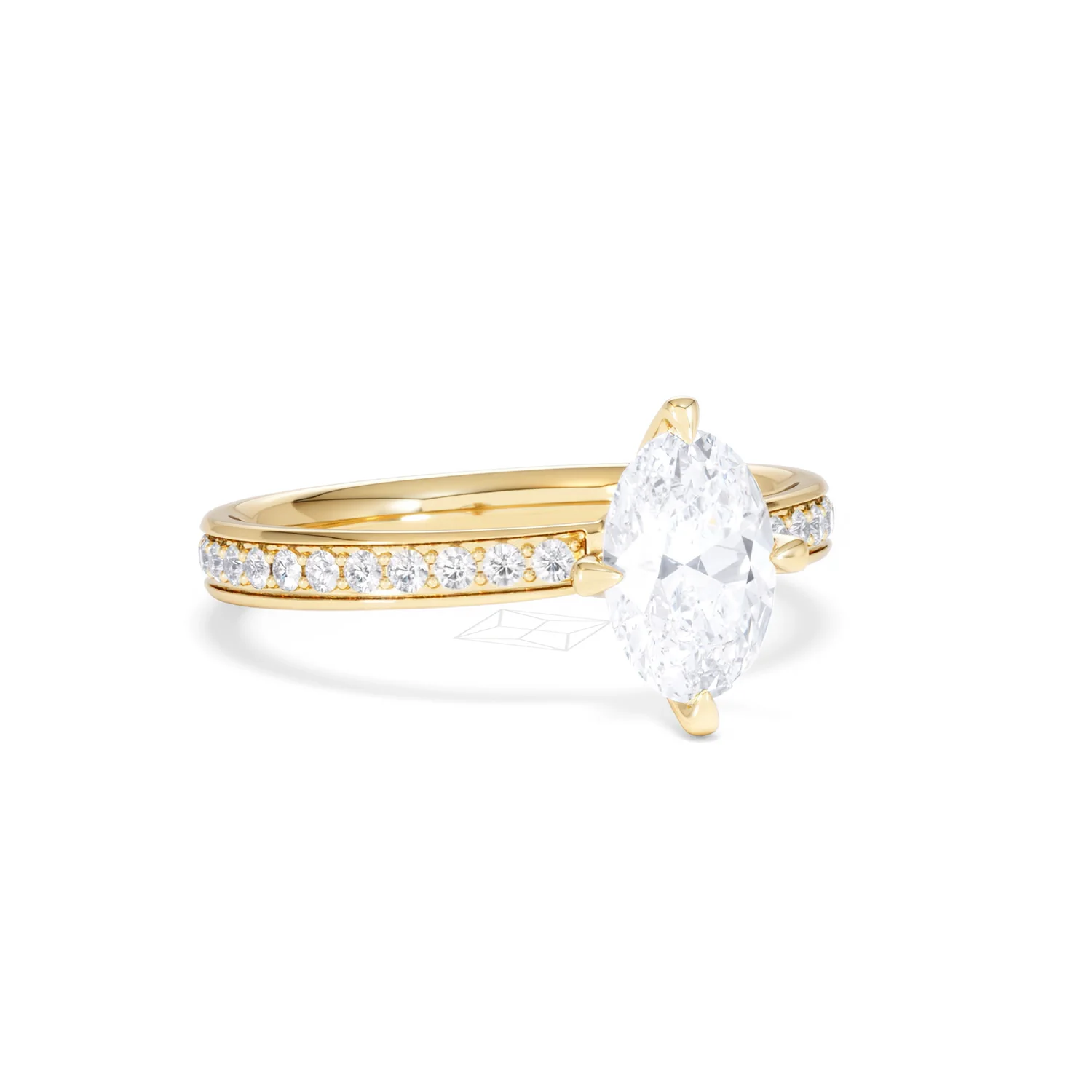 Origin Twist 1.00ct Oval Cut Lab Diamond Solitaire Engagement Ring with Side Stones in 18K Yellow Gold - Image 12