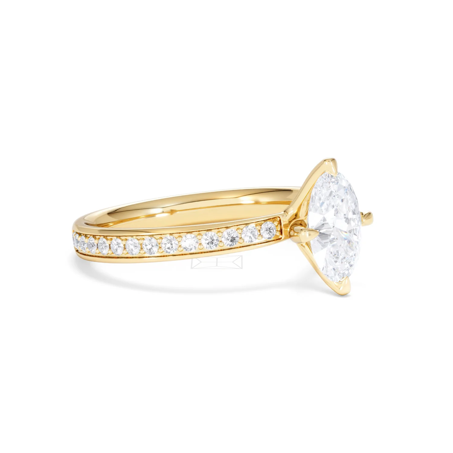 Origin Twist 1.00ct Oval Cut Lab Diamond Solitaire Engagement Ring with Side Stones in 18K Yellow Gold - Image 17