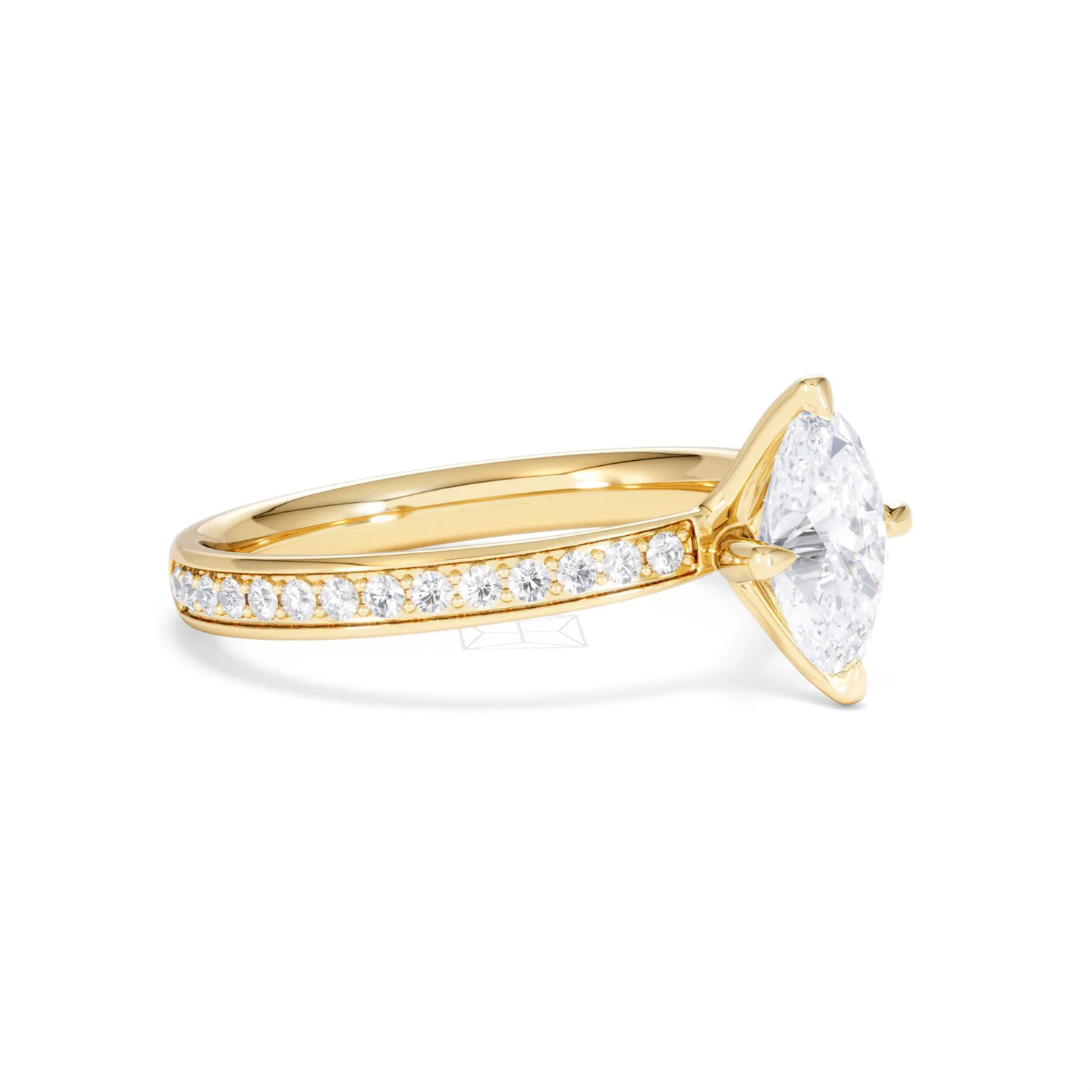 Origin Twist 1.00ct Oval Cut Lab Diamond Solitaire Engagement Ring with Side Stones in 18K Yellow Gold - Image 18