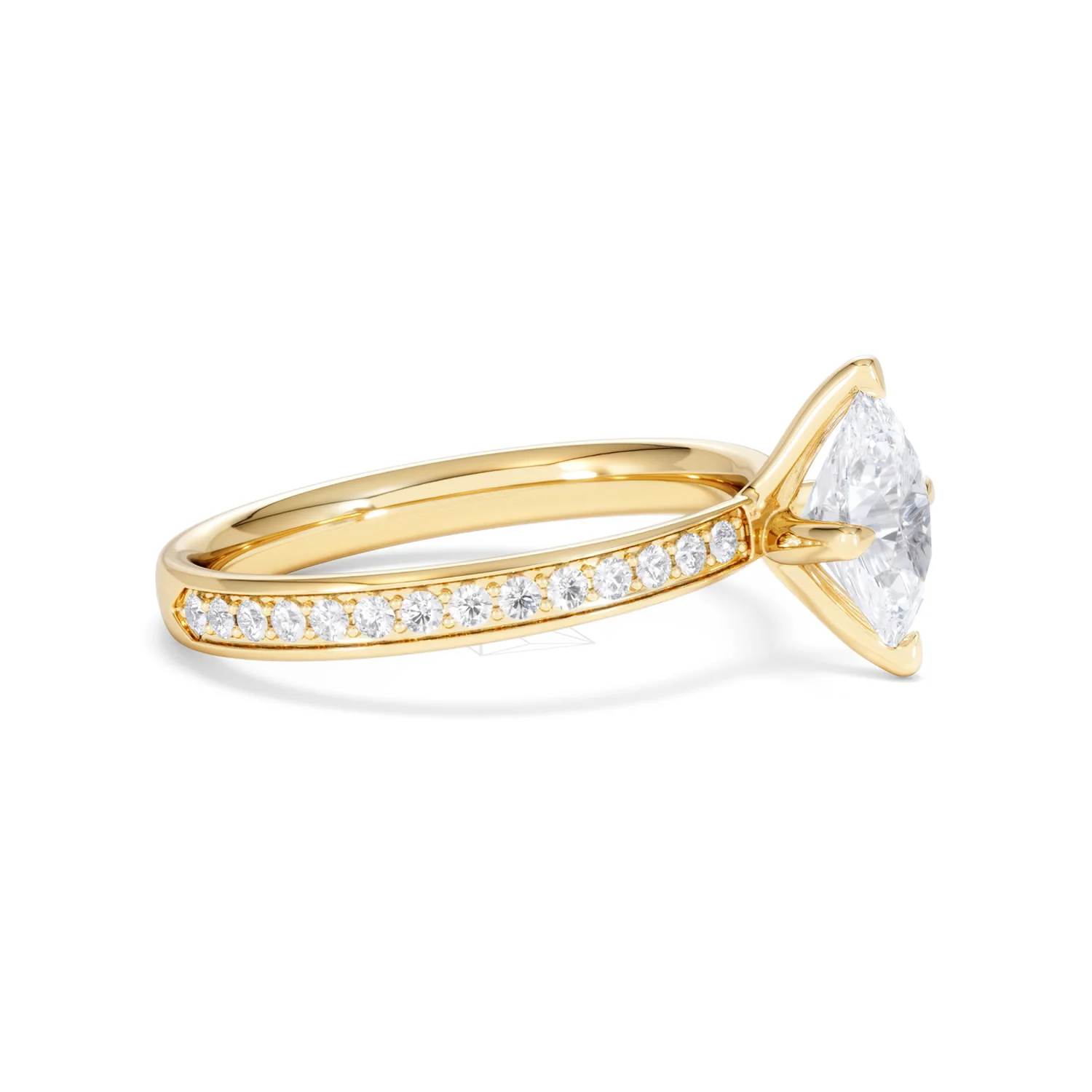 Origin Twist 1.00ct Oval Cut Lab Diamond Solitaire Engagement Ring with Side Stones in 18K Yellow Gold - Image 22