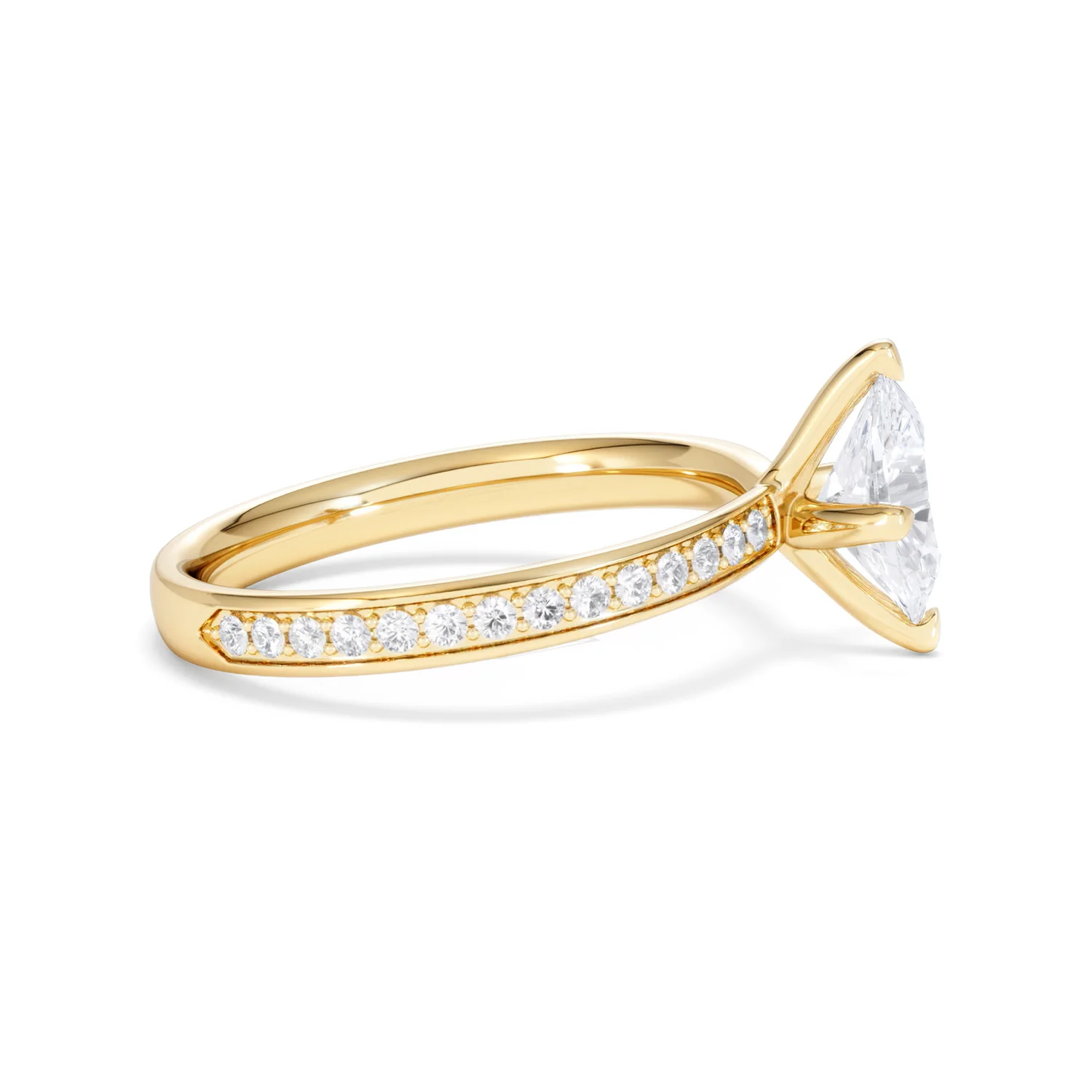 Origin Twist 1.00ct Oval Cut Lab Diamond Solitaire Engagement Ring with Side Stones in 18K Yellow Gold - Image 25