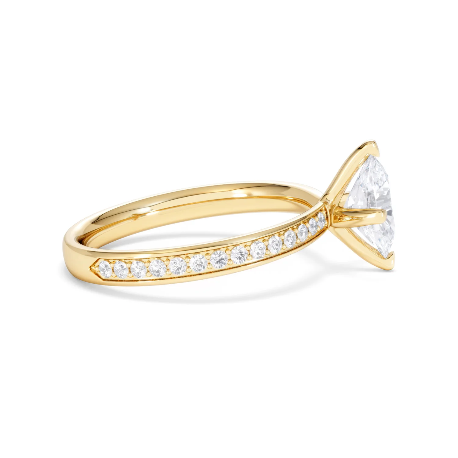 Origin Twist 1.00ct Oval Cut Lab Diamond Solitaire Engagement Ring with Side Stones in 18K Yellow Gold - Image 26