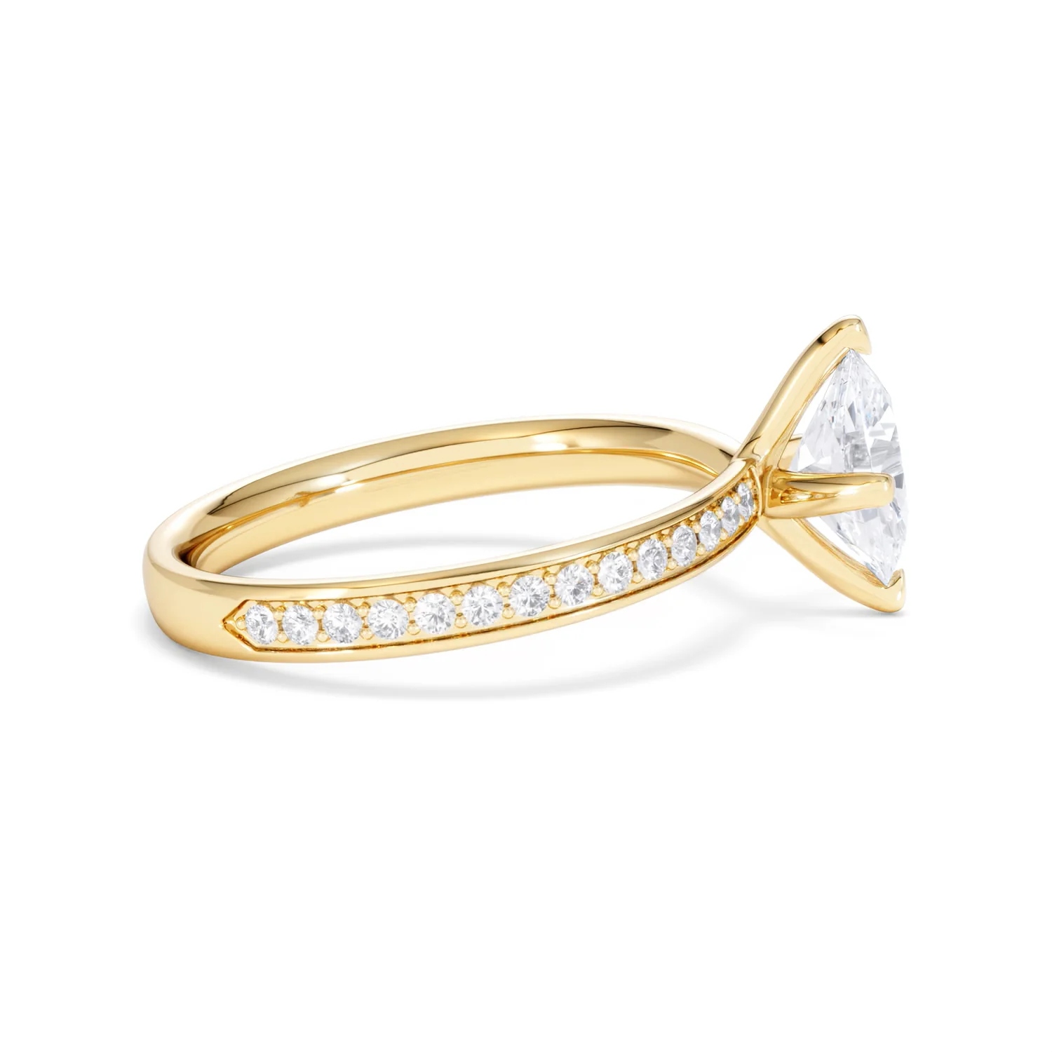 Origin Twist 1.00ct Oval Cut Lab Diamond Solitaire Engagement Ring with Side Stones in 18K Yellow Gold - Image 27
