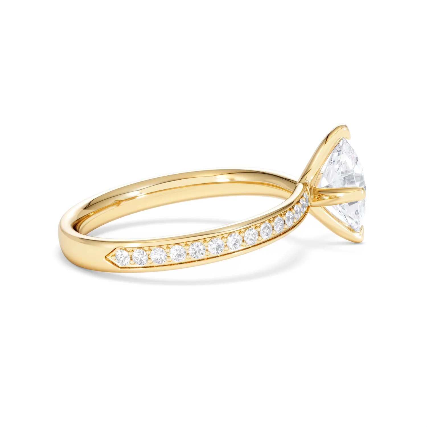 Origin Twist 1.00ct Oval Cut Lab Diamond Solitaire Engagement Ring with Side Stones in 18K Yellow Gold - Image 29