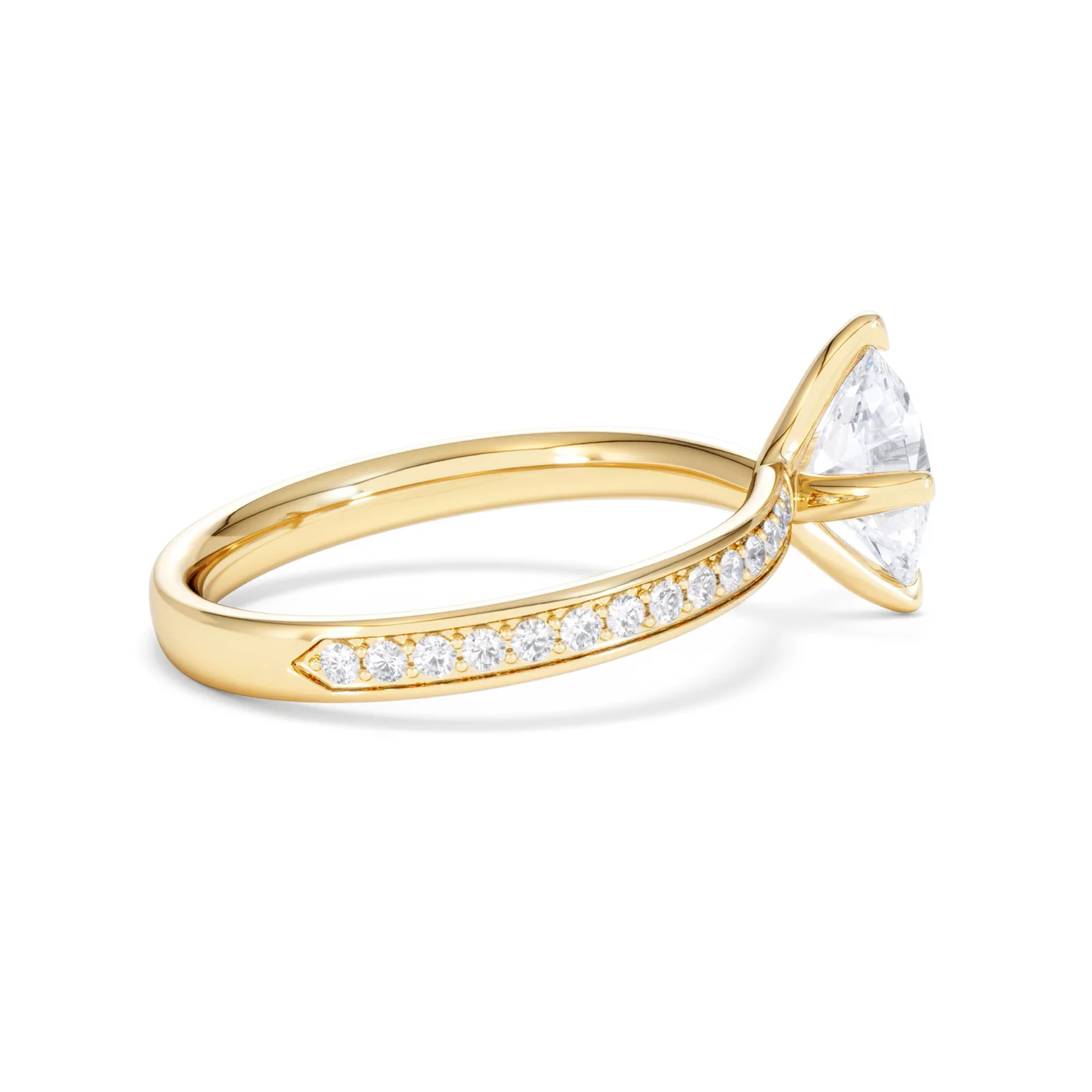 Origin Twist 1.00ct Oval Cut Lab Diamond Solitaire Engagement Ring with Side Stones in 18K Yellow Gold - Image 30