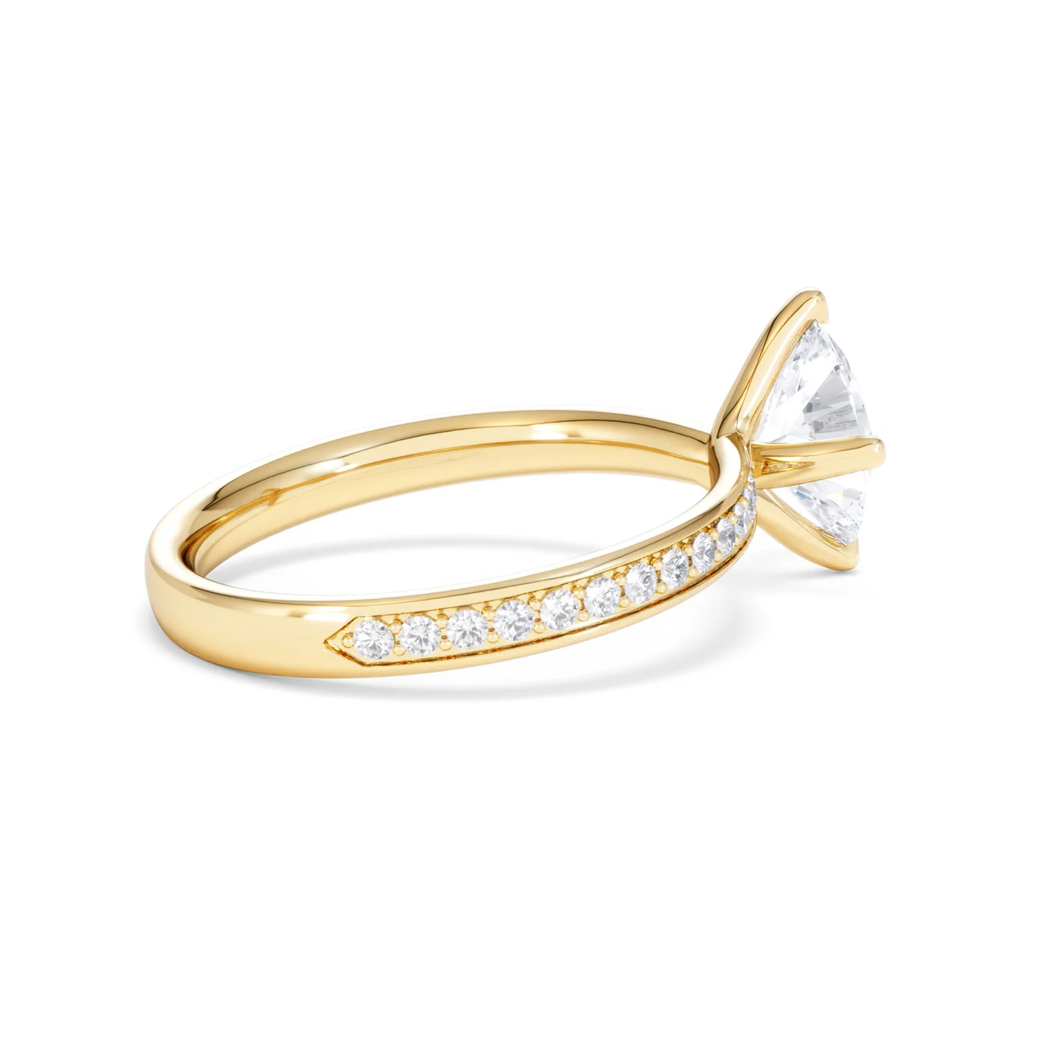 Origin Twist 1.00ct Oval Cut Lab Diamond Solitaire Engagement Ring with Side Stones in 18K Yellow Gold - Image 32