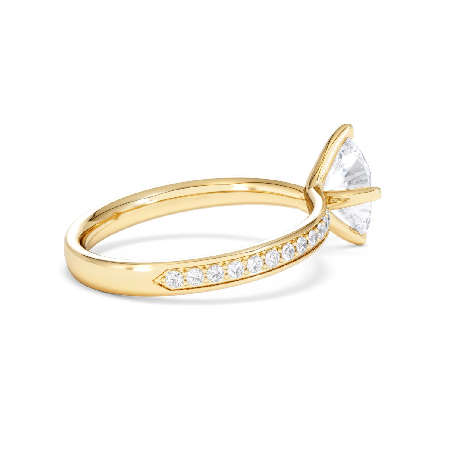 Origin Twist 1.00ct Oval Cut Lab Diamond Solitaire Engagement Ring with Side Stones in 18K Yellow Gold - Image 33