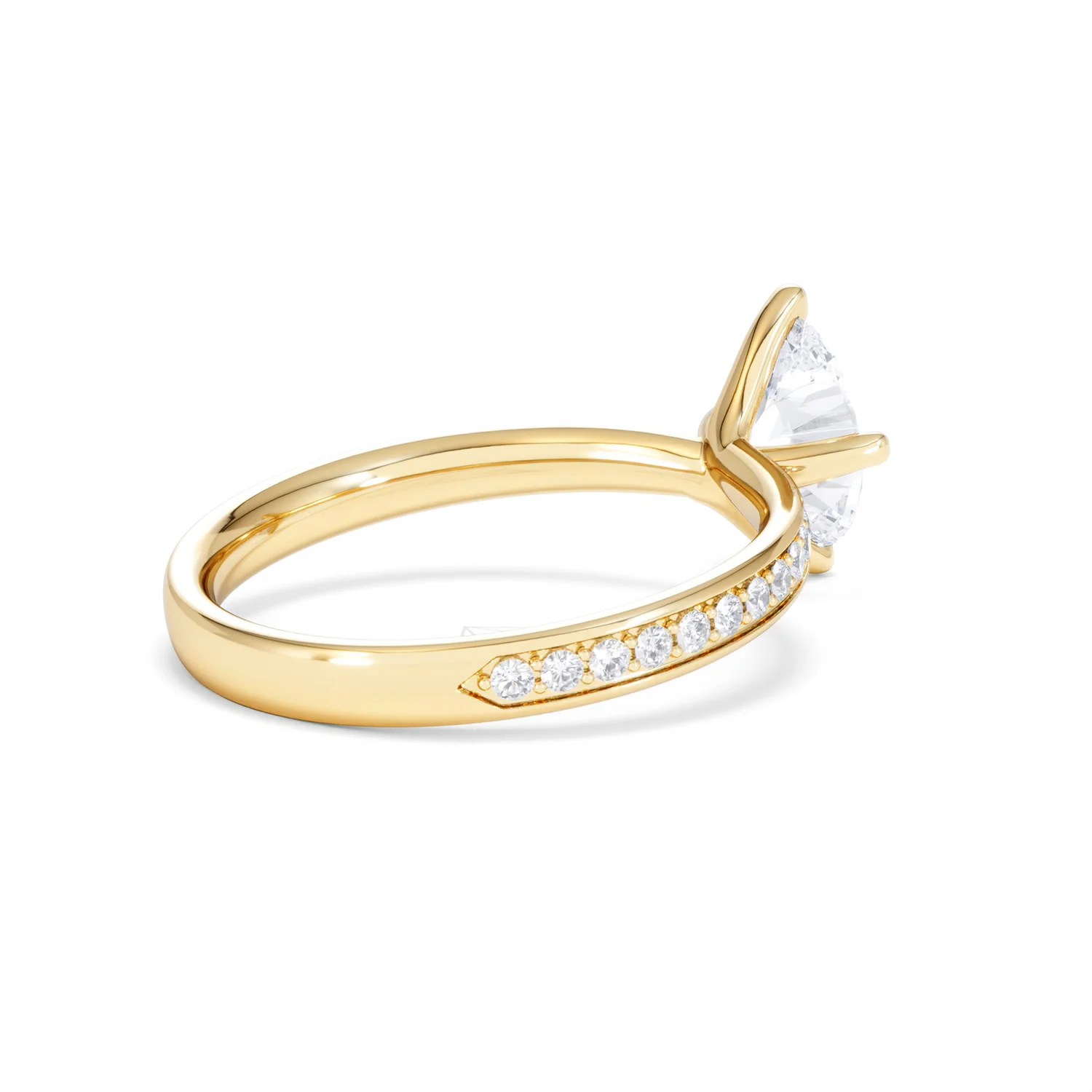 Origin Twist 1.00ct Oval Cut Lab Diamond Solitaire Engagement Ring with Side Stones in 18K Yellow Gold - Image 36