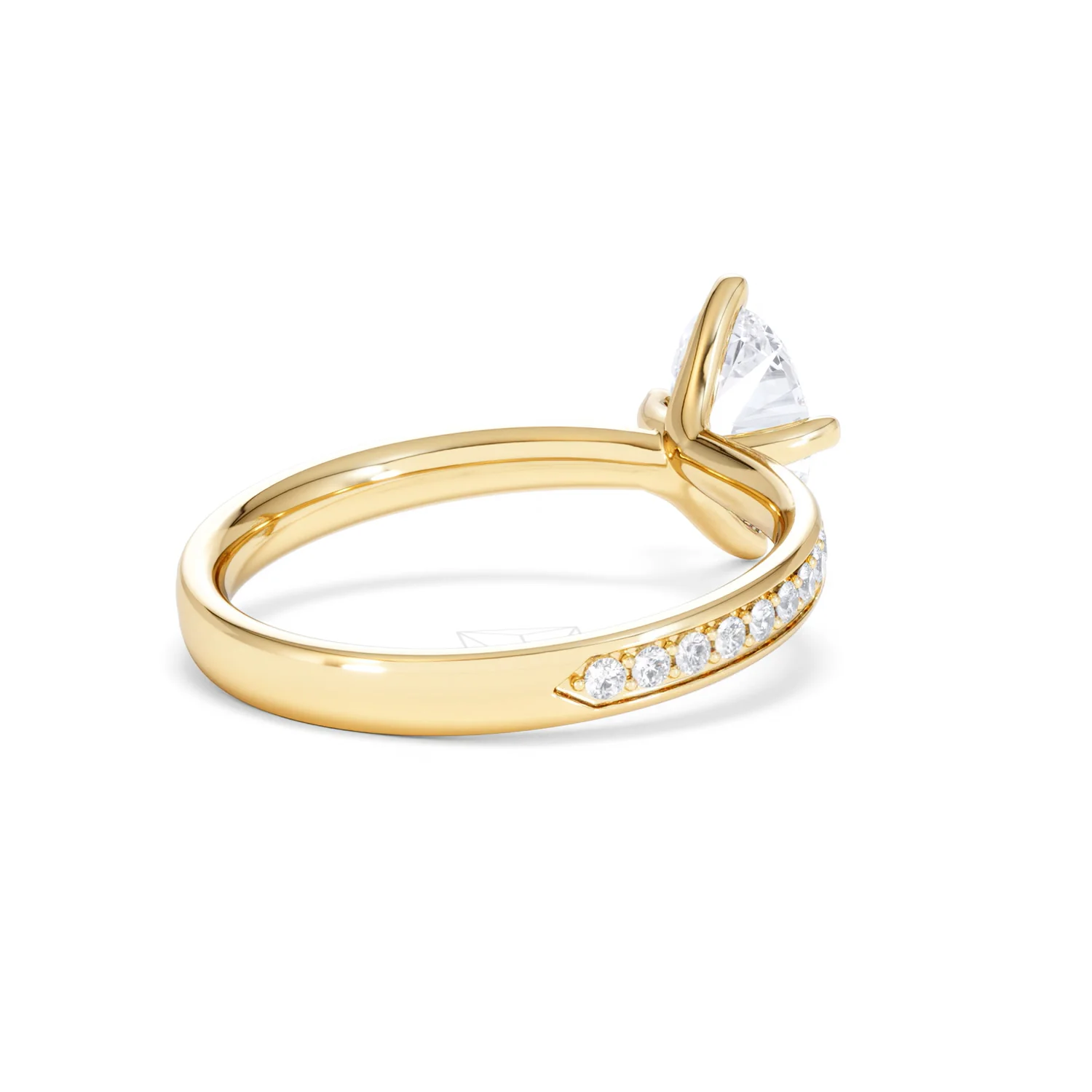 Origin Twist 1.00ct Oval Cut Lab Diamond Solitaire Engagement Ring with Side Stones in 18K Yellow Gold - Image 39