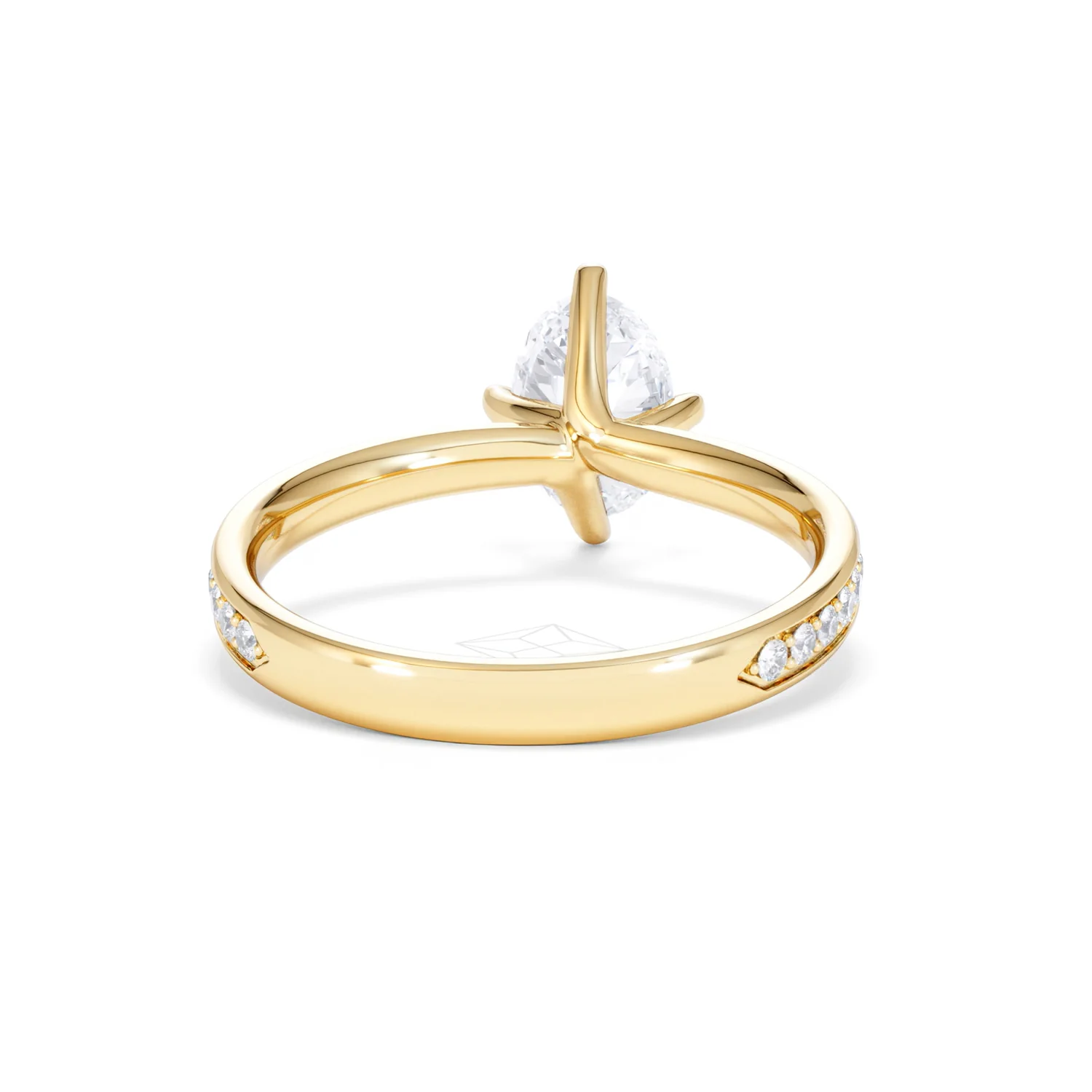 Origin Twist 1.00ct Oval Cut Lab Diamond Solitaire Engagement Ring with Side Stones in 18K Yellow Gold - Image 45